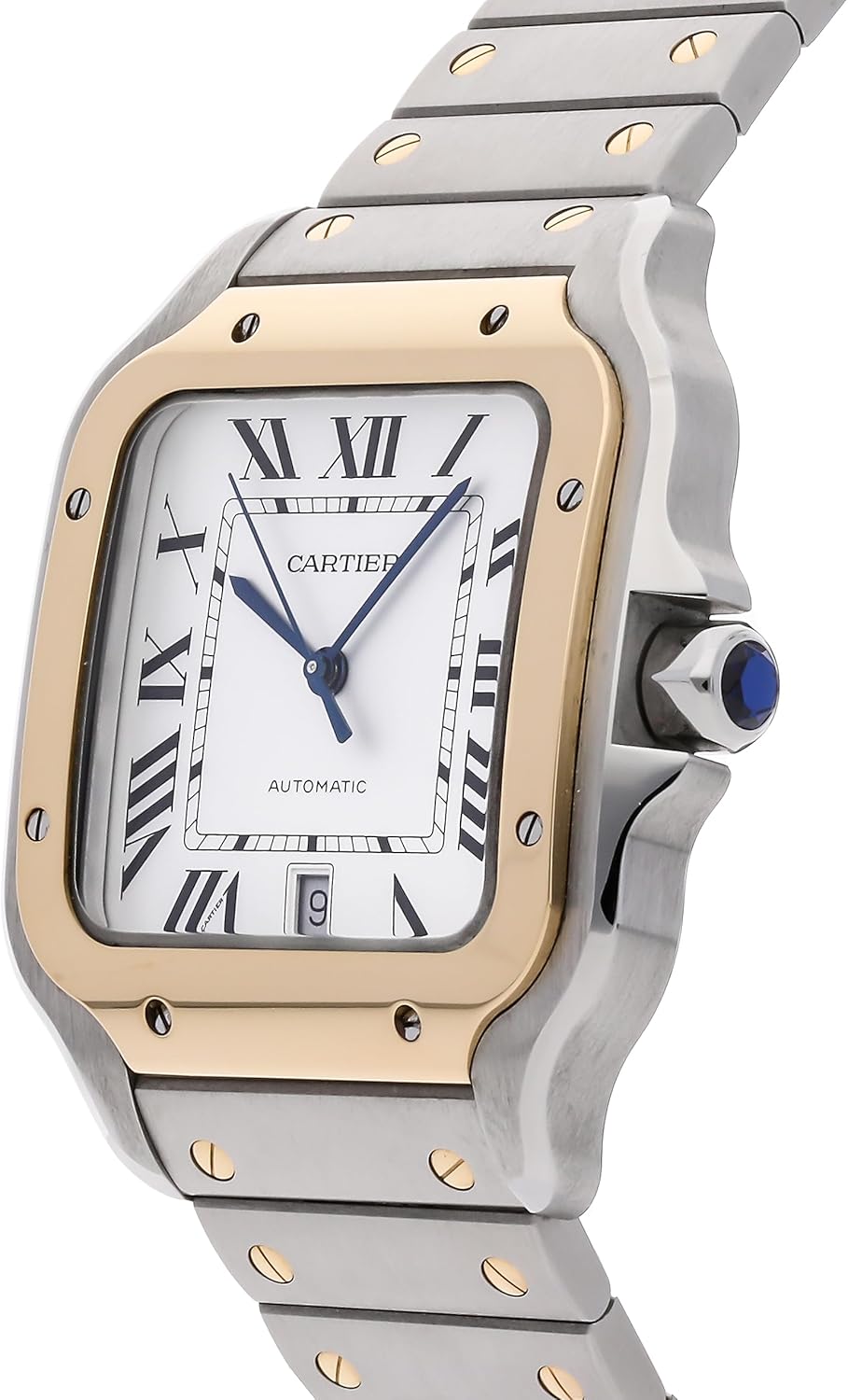 Cartier Santos автоматические большие мужские часы с серебряным циферблатом W2SA0009