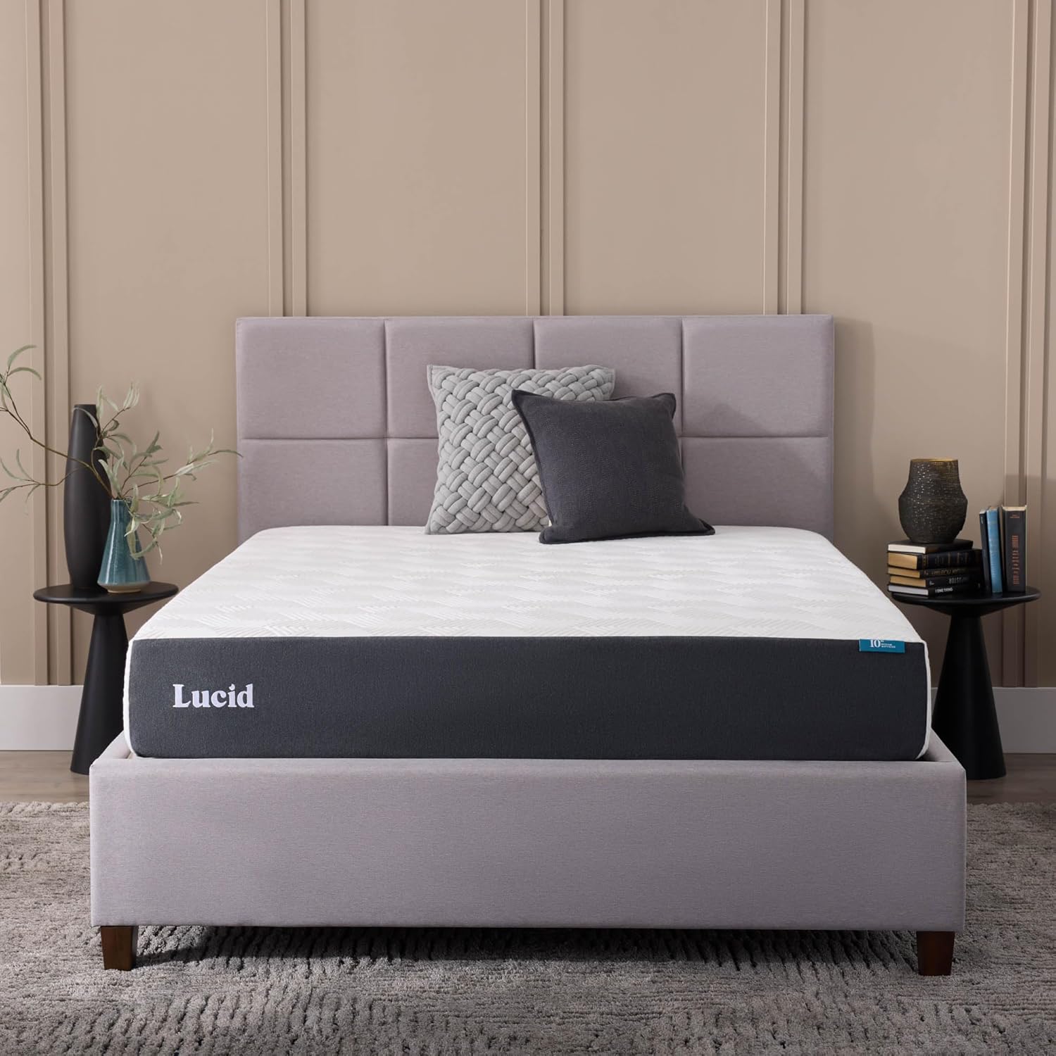 LUCID 10 Inch Memory Foam Mattress - Medium Feel - Infused with Bamboo Charcoal and Gel - Bed in a Box - Temperature Regulating - Pressure Relief - Breathable - Twin XL Size · v2