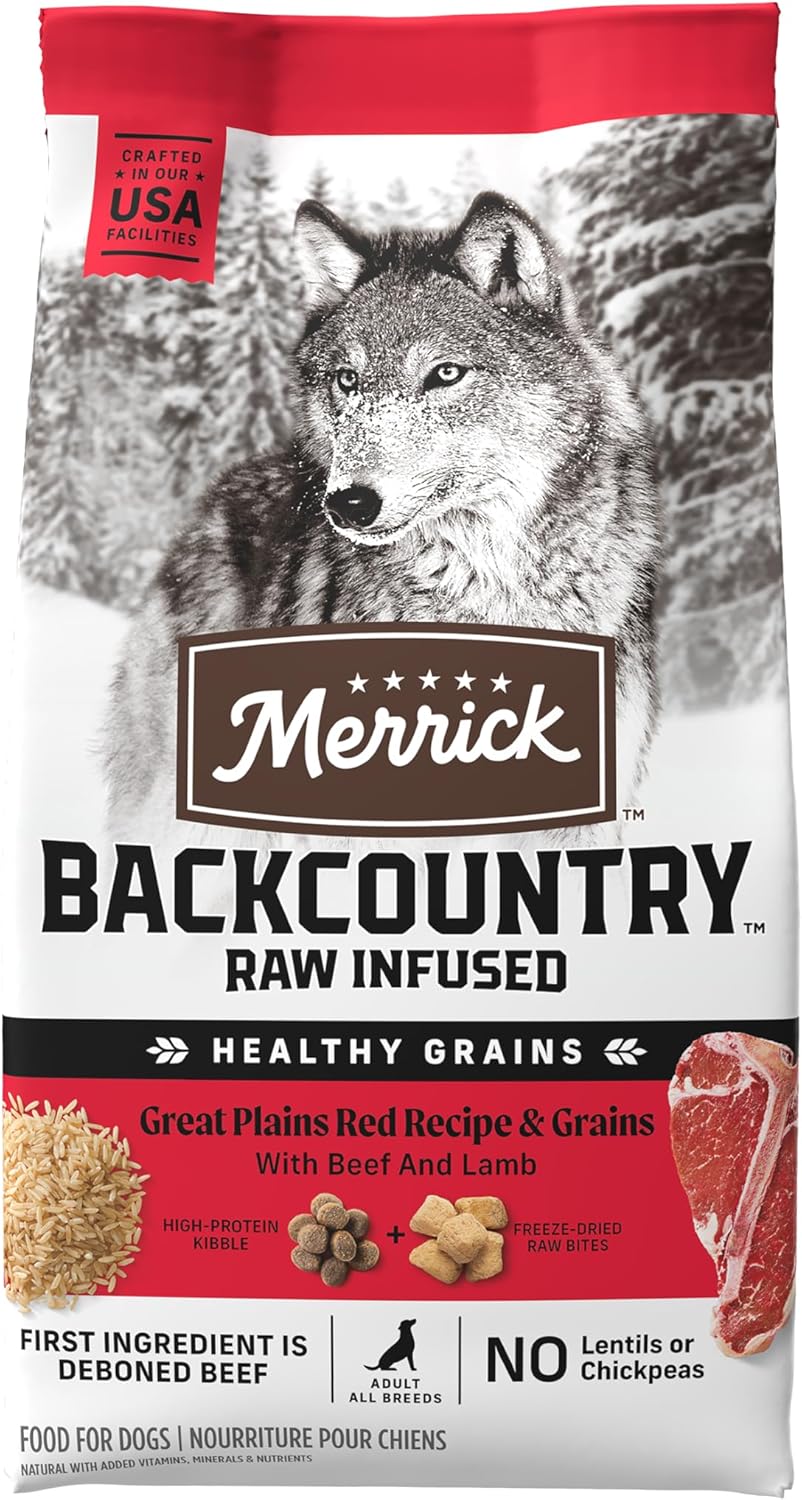 Pienso seco para perros Merrick Backcountry sin cereales con granos saludables, 20 libras (paquete de 1)