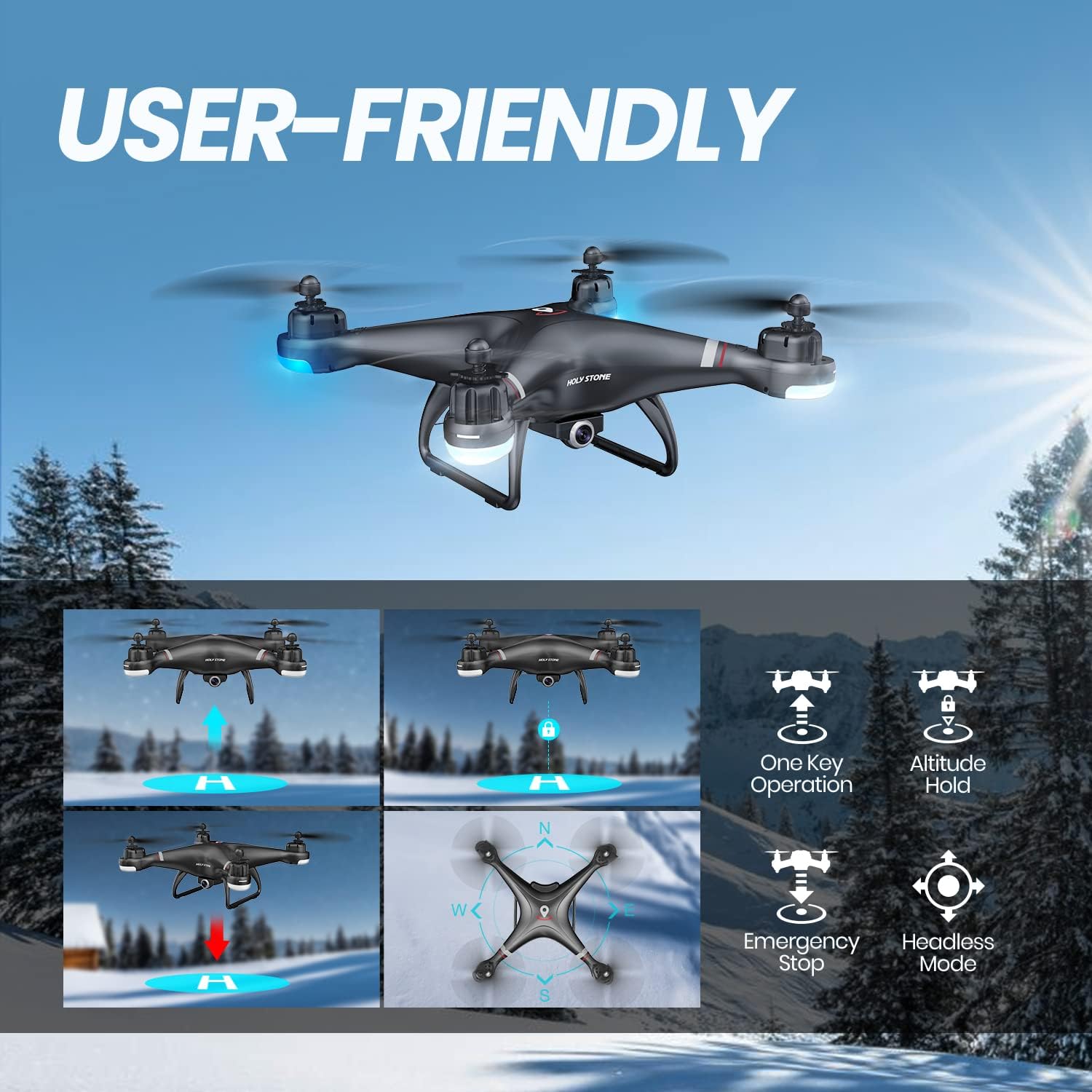 Holy Stone GPS Drone with 1080P HD Camera FPV Live Video for Adults and Kids, Quadcopter HS110G Upgraded Version, 2 Batteries, Altitude Hold, Follow Me and Auto Return, Easy to Use for Beginner · v4