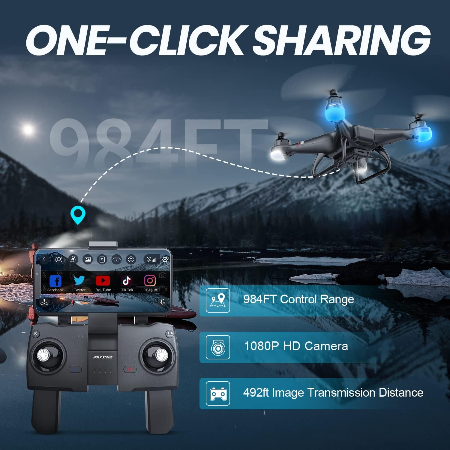 Holy Stone GPS Drone with 1080P HD Camera FPV Live Video for Adults and Kids, Quadcopter HS110G Upgraded Version, 2 Batteries, Altitude Hold, Follow Me and Auto Return, Easy to Use for Beginner · v4