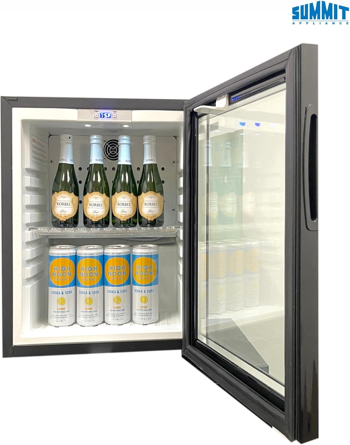 Summit MB13G 16 Wide Compact Minibar for Hotels, Quiet 33.5 dB, Lock Mini Bar Refrigerator, Automatic Defrost, Compact Dimensions, White Interior, Tempered Glass Door, UL-471 Commercial Standards · v4