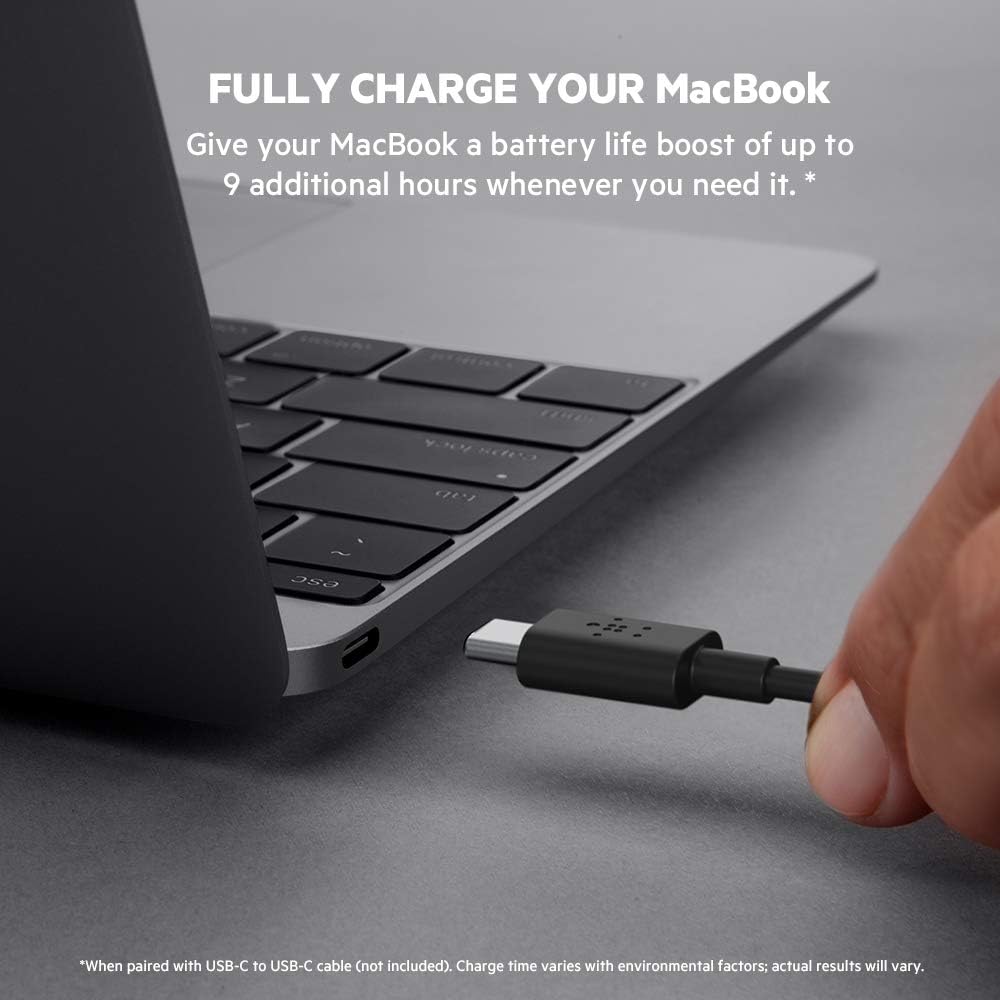 Power Bank Belkin BoostCharge USB-C PD da 20k mAh, caricabatterie portatile per iPhone, caricabatterie per Apple iPhone, iPad Pro, Samsung Galaxy, altro con cavo USB-C incluso - nero