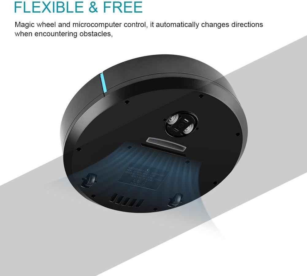 Robot Vacuum Cleaner, USB Rechargeable Automatic Smart Robot Vacuum Floor Cleaner Household Sweeping Machine Good for Pet Hair, Low Pile Carpet, Hard Floors(Black) · v2