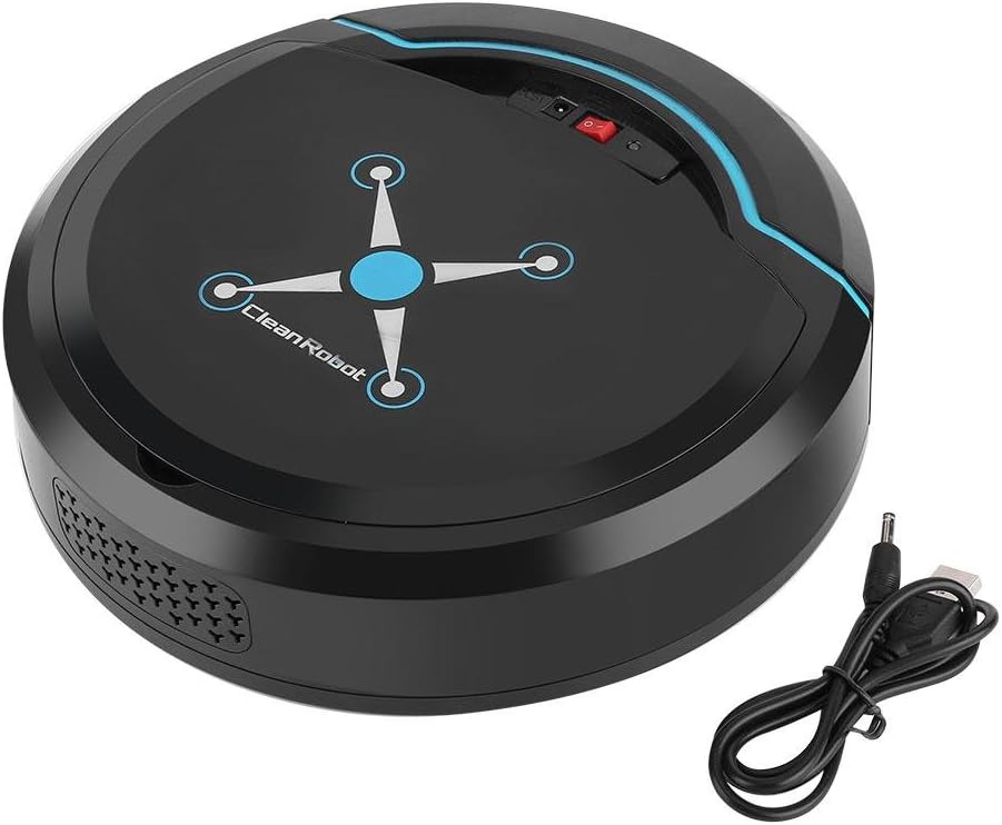 Robot Vacuum Cleaner, USB Rechargeable Automatic Smart Robot Vacuum Floor Cleaner Household Sweeping Machine Good for Pet Hair, Low Pile Carpet, Hard Floors(Black) · v2
