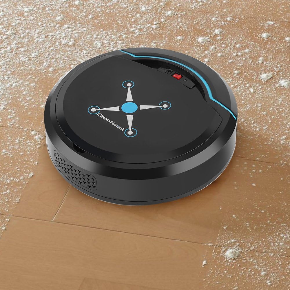 Robot Vacuum Cleaner, USB Rechargeable Automatic Smart Robot Vacuum Floor Cleaner Household Sweeping Machine Good for Pet Hair, Low Pile Carpet, Hard Floors(Black) · v2