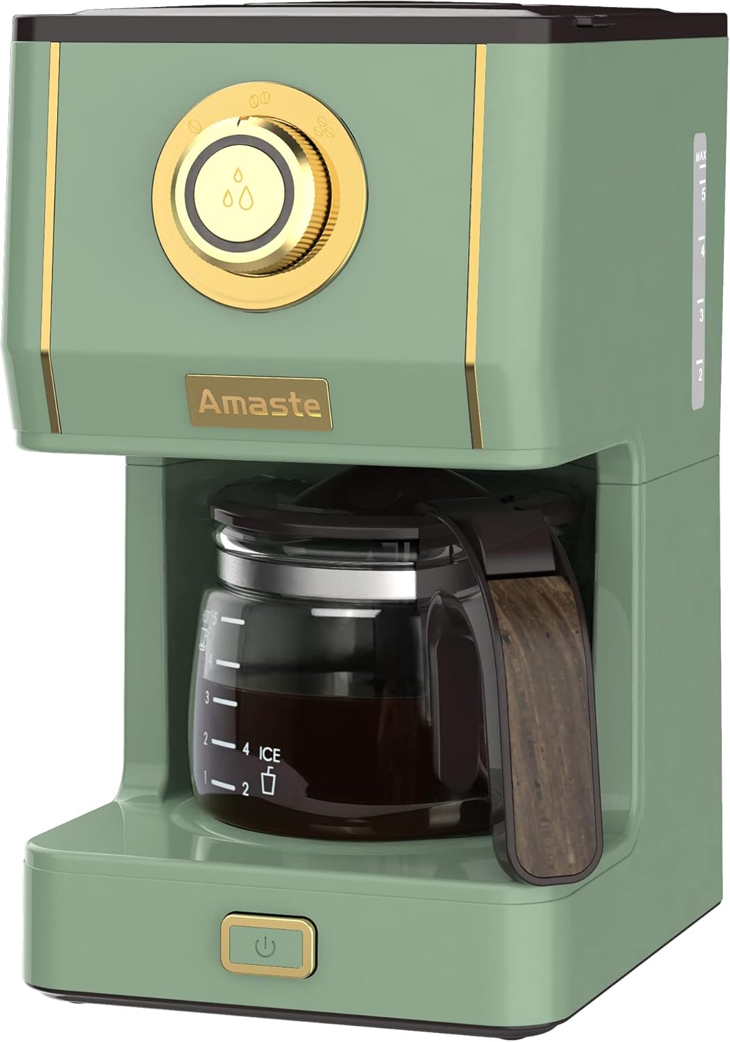 AMASTE Drip Coffee Maker, Coffee Machine with 25 Oz Glass Coffee Pot, Retro Style Coffee Maker with Reusable Coffee Filter  Three Brewing Modes, 30minute-Warm-Keeping, Matcha Green · v2