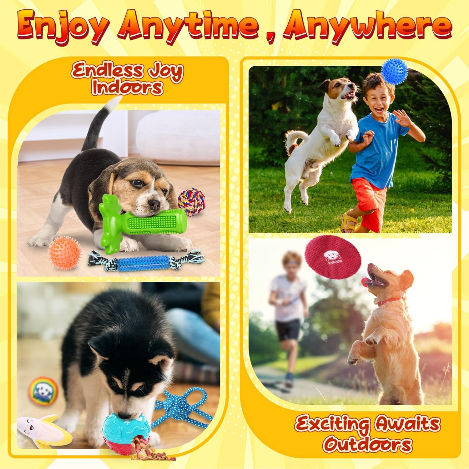 KIPRITII 25 Pack Various Puppy Dog Toys for Teething, Entertainment  Interaction, Puppy Chew Toys Pack with Rope Toys, Treat Balls and Dog Squeaky Toys for Puppy amp; Small Dogs · v2