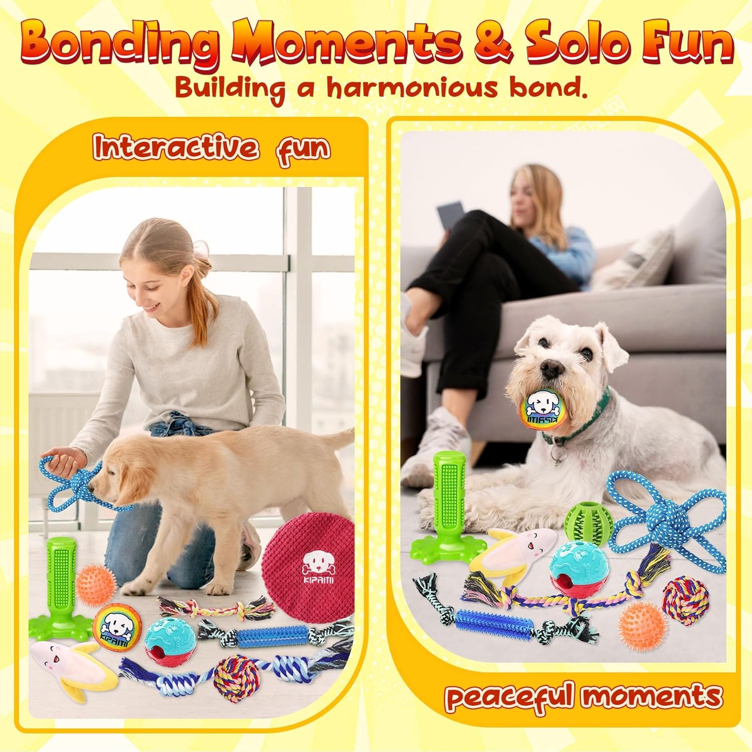 KIPRITII 25 Pack Various Puppy Dog Toys for Teething, Entertainment  Interaction, Puppy Chew Toys Pack with Rope Toys, Treat Balls and Dog Squeaky Toys for Puppy amp; Small Dogs · v2