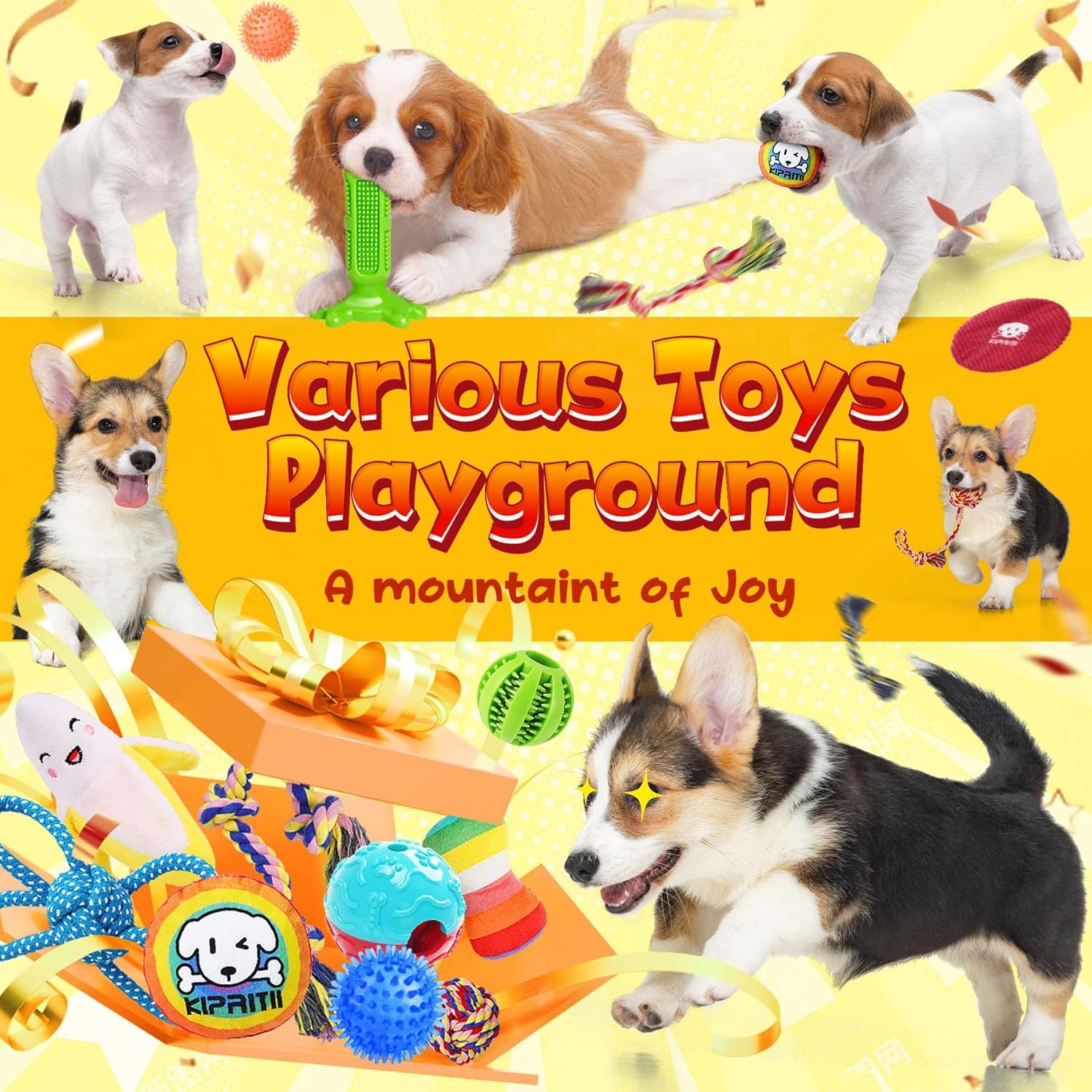 KIPRITII 25 Pack Various Puppy Dog Toys for Teething, Entertainment  Interaction, Puppy Chew Toys Pack with Rope Toys, Treat Balls and Dog Squeaky Toys for Puppy amp; Small Dogs · v2