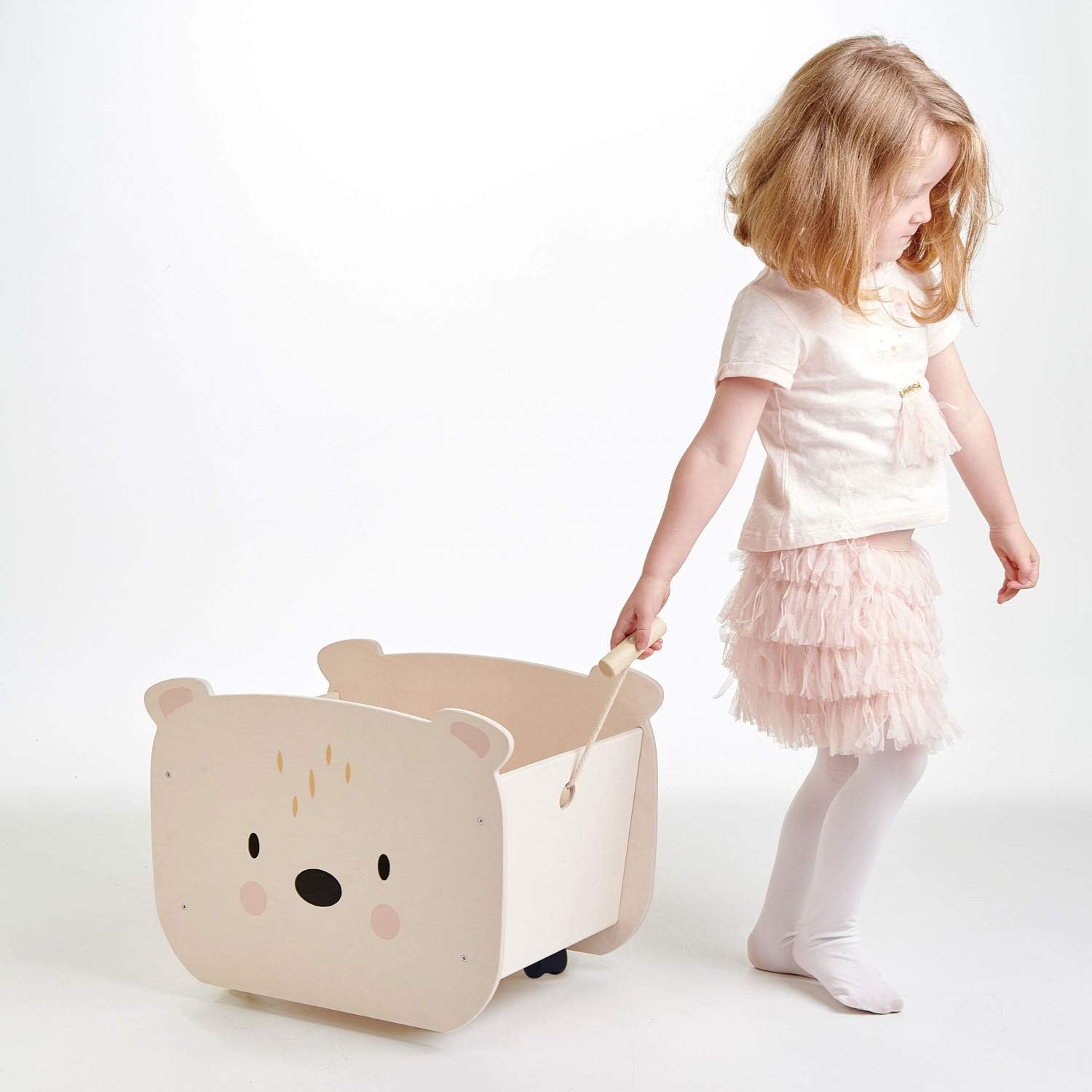 Tender Leaf Toys - Pull Along Bear Cart for Kids - Wooden Cart with Wheels for Moving Play Toys Books for Kids 3 Years · v6