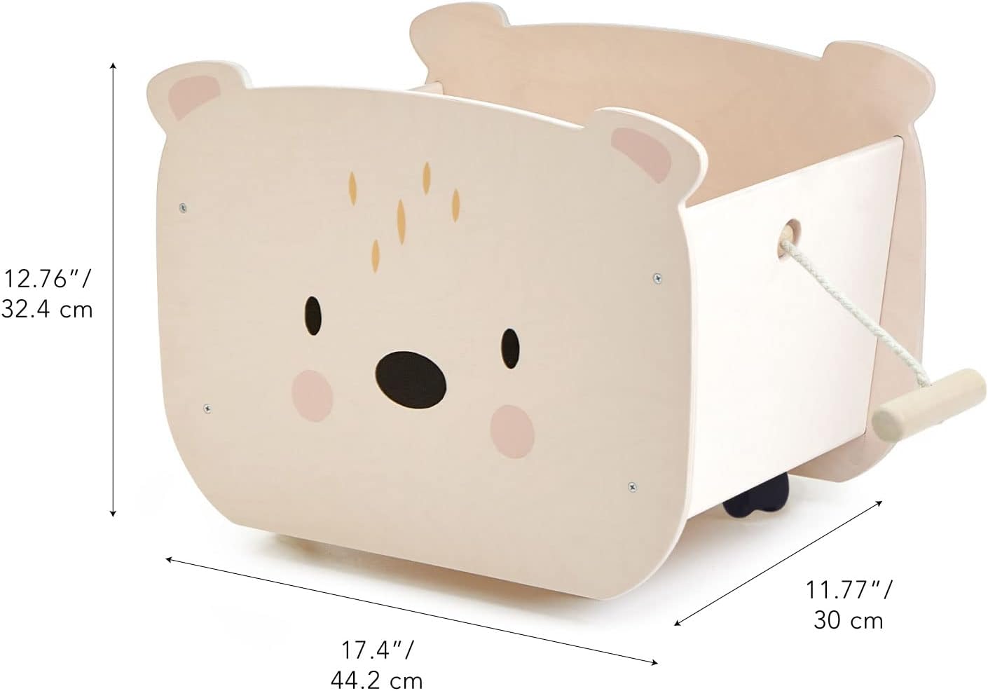 Tender Leaf Toys - Pull Along Bear Cart for Kids - Wooden Cart with Wheels for Moving Play Toys Books for Kids 3 Years · v6