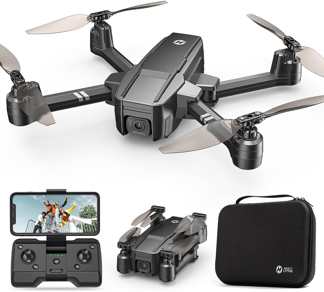 Drone FPV pieghevole Holy Stone HS440 con telecamera WiFi 1080P per adulti principianti e bambini; quadricottero RC con controllo vocale tramite gesti vocali con batteria modulare per lunghi tempi di volo, Auto Hover, custodia per il trasporto
