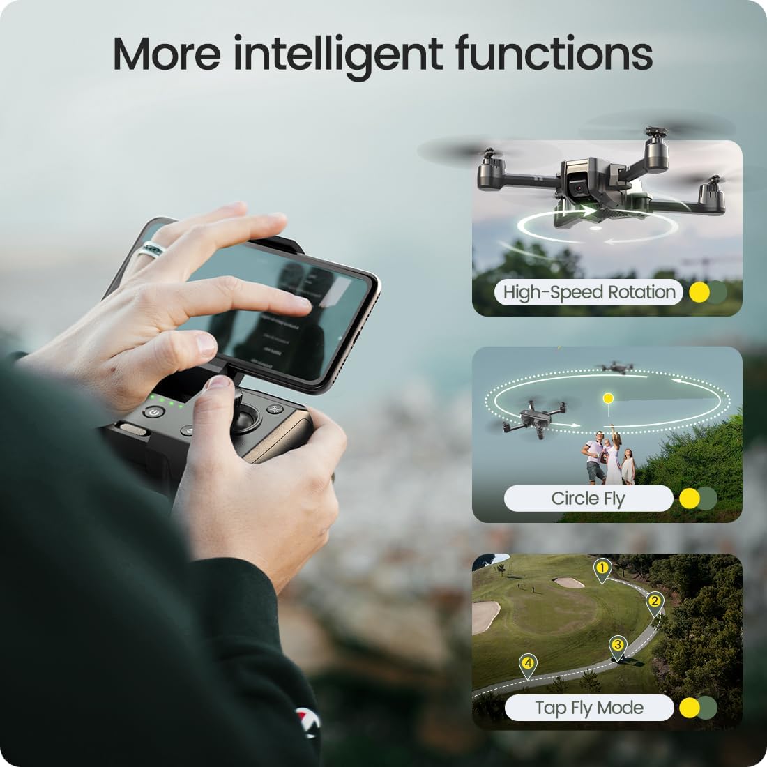 Holy Stone HS440 Foldable FPV Drone with 1080P WiFi Camera for Adult Beginners and Kids; Voice Gesture Control RC Quadcopter with Modular Battery for long flight time, Auto Hover, Carrying Case · v4