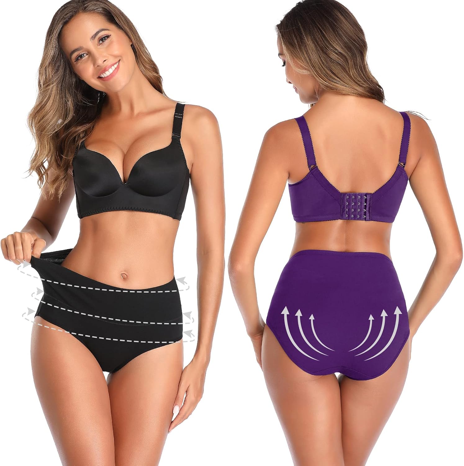 Annenmy Damenunterwäsche aus Baumwolle mit hoher Taille, kein Muffin-Top, langer Slip, weich, elastisch, atmungsaktiv, Damenhöschen für Damen
