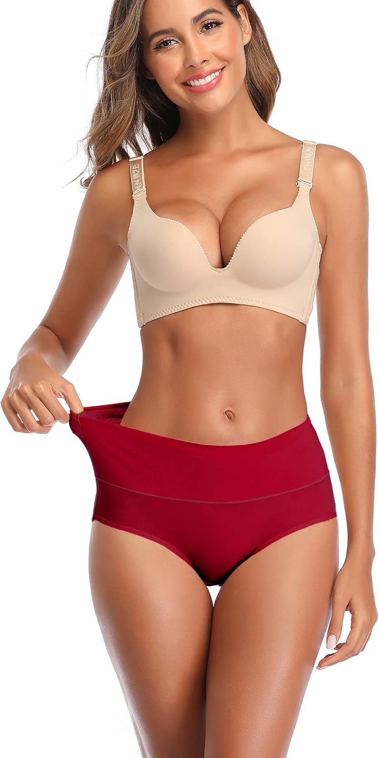 Annenmy Damenunterwäsche aus Baumwolle mit hoher Taille, kein Muffin-Top, langer Slip, weich, elastisch, atmungsaktiv, Damenhöschen für Damen