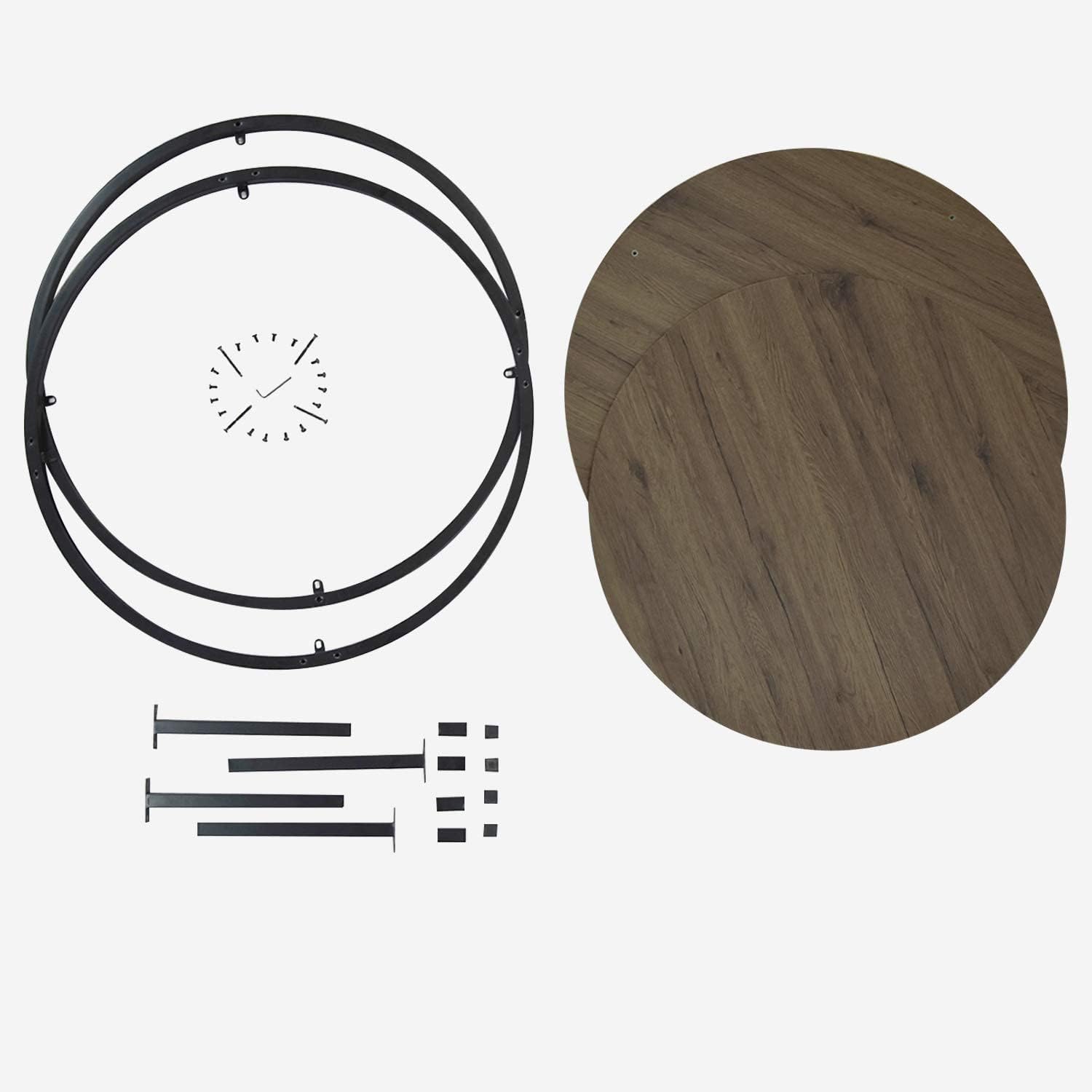 Tavolino da caffè rotondo NSDirect, 36 tavolino da caffè per soggiorno, scrivania rustica in legno a 2 livelli con ripiano portaoggetti Mobili per la casa dal design moderno (noce chiaro)