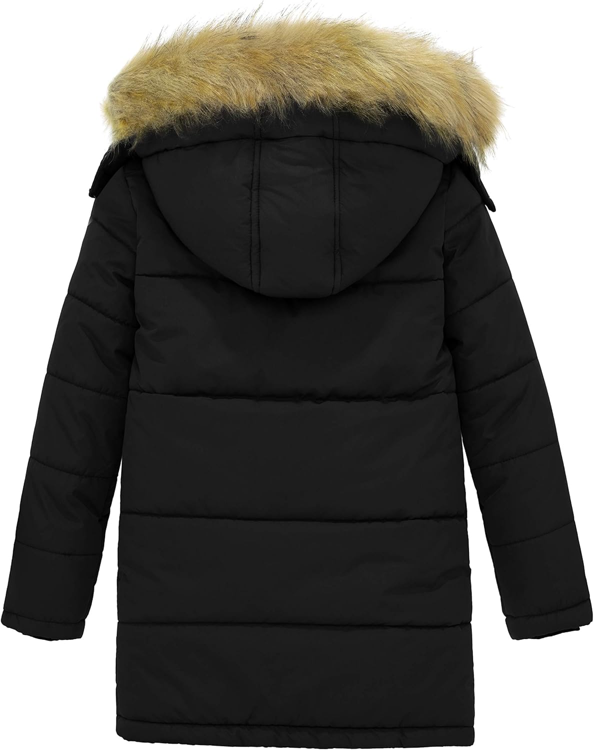 wantdo Jaket Musim Dingin Anak Laki-laki Jaket Panjang Puffer Parka Hangat dengan Tudung Bulu Palsu yang Dapat Dilepas