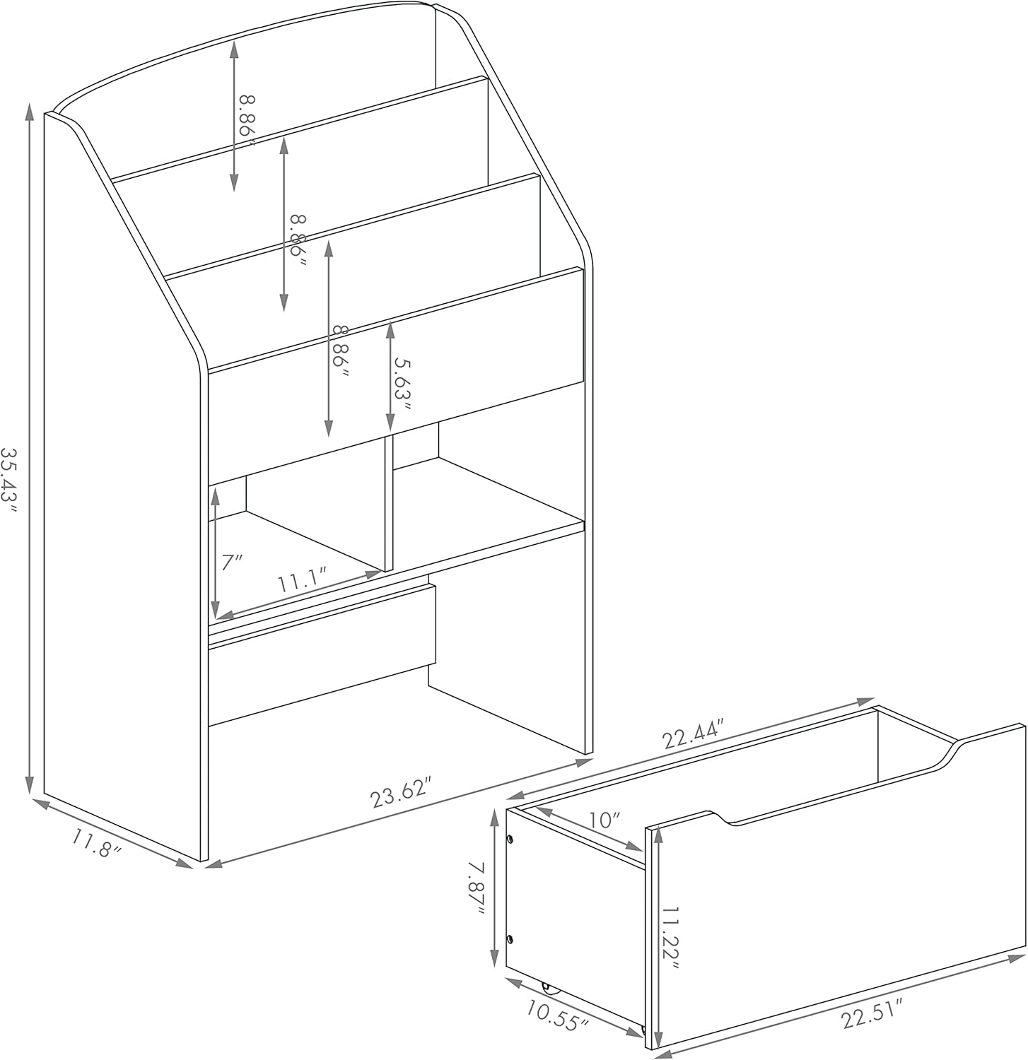 UTEX Bookshelf for Kids, Wooden Book Display, Kids Bookshelf and Toy Storage, Children Book Rack Bookcase Toybox Combo for Bedroom  Nursery, White · v4