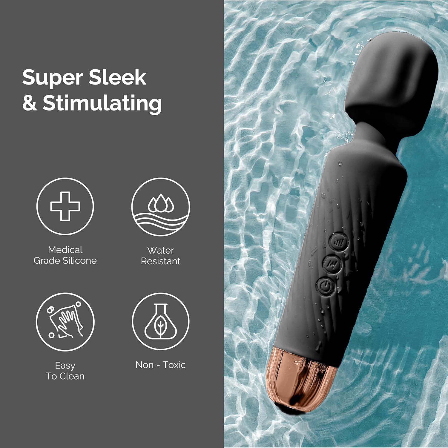 Ava Vibrator Wand Sex Toys [Clit Stimulator Vibrators] Vibrator for Woman | Sex Toy | Gifts for Women | 20 Patterns  8 Speeds of Pleasure | Quiet amp; Small | Adult Sex Toys -Standard - Black · v2