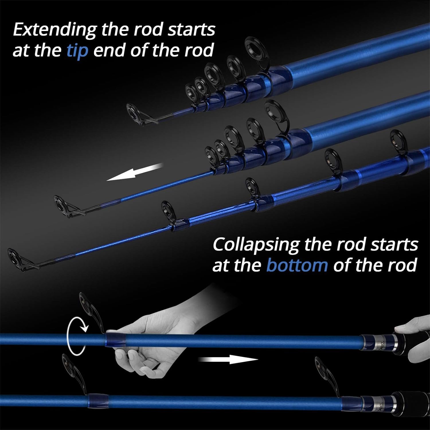 KastKing Compass Telescopic Fishing Rods and Combo, Sensitive Graphite Composite Blank, Easy to Travel, Packs to Just 17 in Length, Stainless Guides and Ceramic Rings, Combos w/ 4 1BB Spinning Reel · v2
