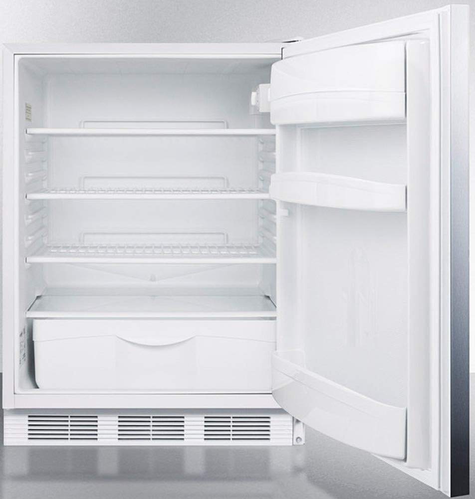 Summit Appliance FF6WBI7SSHHADA, ADA-konformer, gewerblicher 24-seitiger Allzweck-Kühlschrank, eingebauter Allzweck-Kühlschrank, Edelstahltür, horizontalem Griff und weißem Schrank
