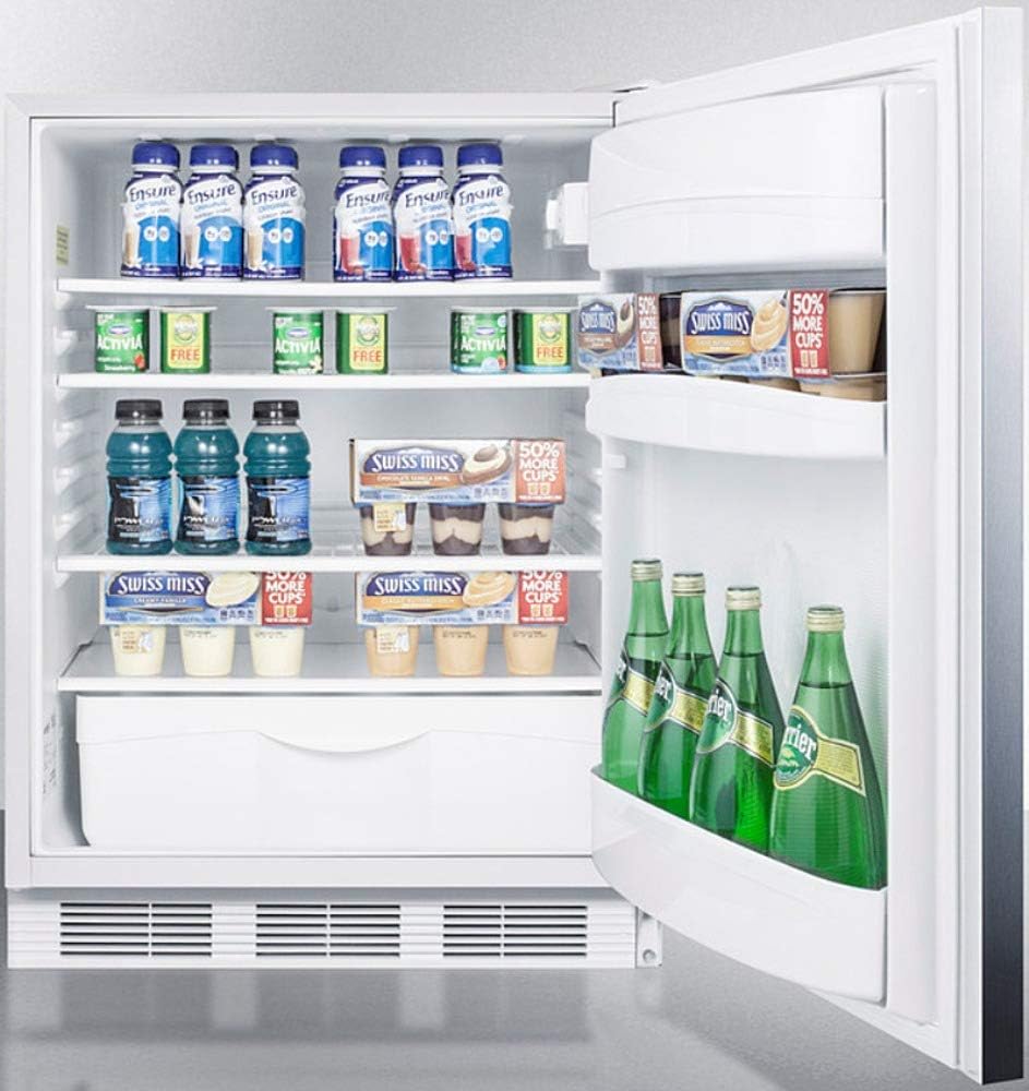 Summit Appliance FF6WBI7SSHHADA, ADA-konformer, gewerblicher 24-seitiger Allzweck-Kühlschrank, eingebauter Allzweck-Kühlschrank, Edelstahltür, horizontalem Griff und weißem Schrank