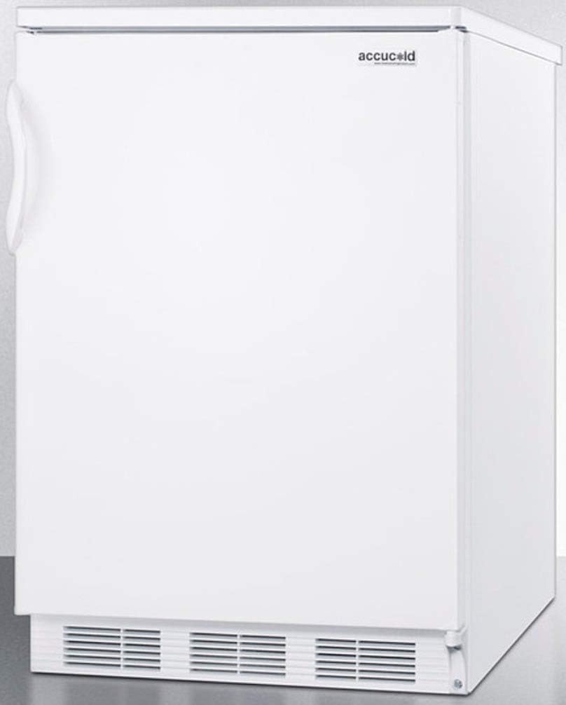 Summit Appliance FF6WBI Einbaukühlschrank unter der Theke, 24 breit, für allgemeine Zwecke, mit automatischer Abtauung, einstellbarem Thermostat, Innenbeleuchtung, verstellbaren Regalen und weißer Außenseite