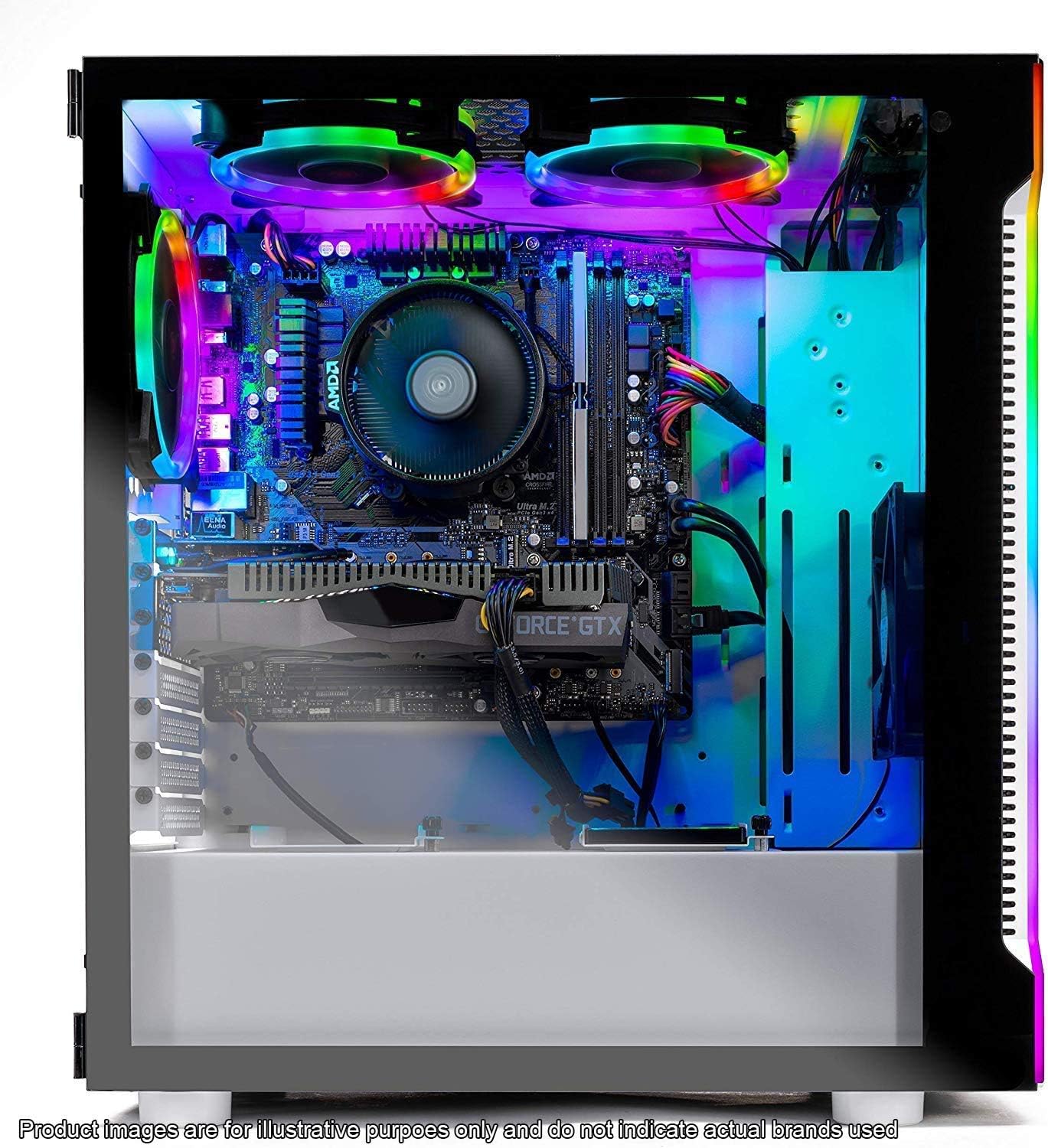 Ordinateur de jeu Skytech Archangel pour PC de bureau — Ryzen 5 3600 3,6 GHz, GTX 1660 Super 6G, 500 Go de SSD, 16 Go de DDR4 à 3200 MHz, ventilateurs RGB, Windows 11 Home 64 bits, Wi-Fi 802.11AC