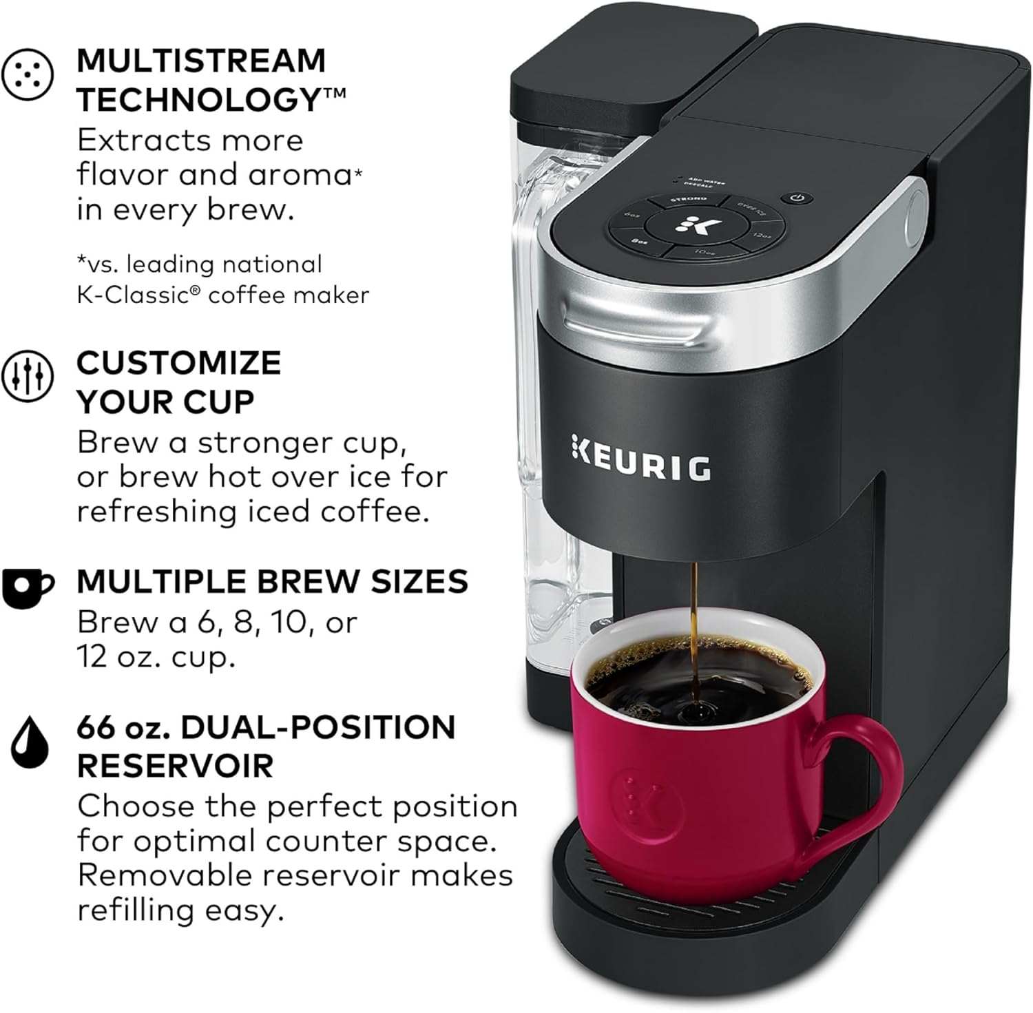 Keurig K-Supreme Single Serve K-Cup Pod Coffee Maker, MultiStream Technology, 4 Brew Sizes, 66oz Dual-Position Removable Reservoir, Black · v2