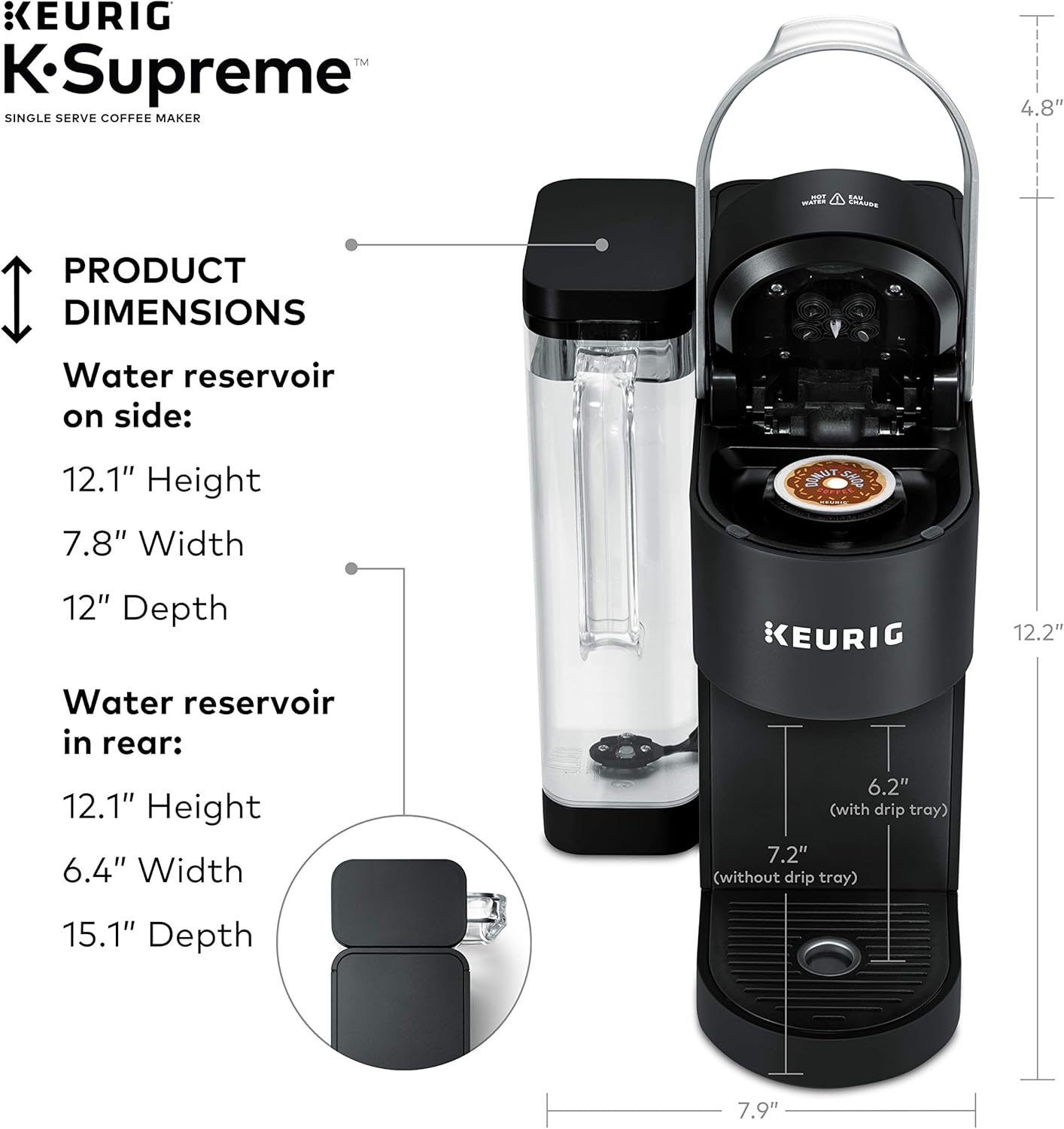 Keurig K-Supreme Single Serve K-Cup Pod Coffee Maker, MultiStream Technology, 4 Brew Sizes, 66oz Dual-Position Removable Reservoir, Black · v2