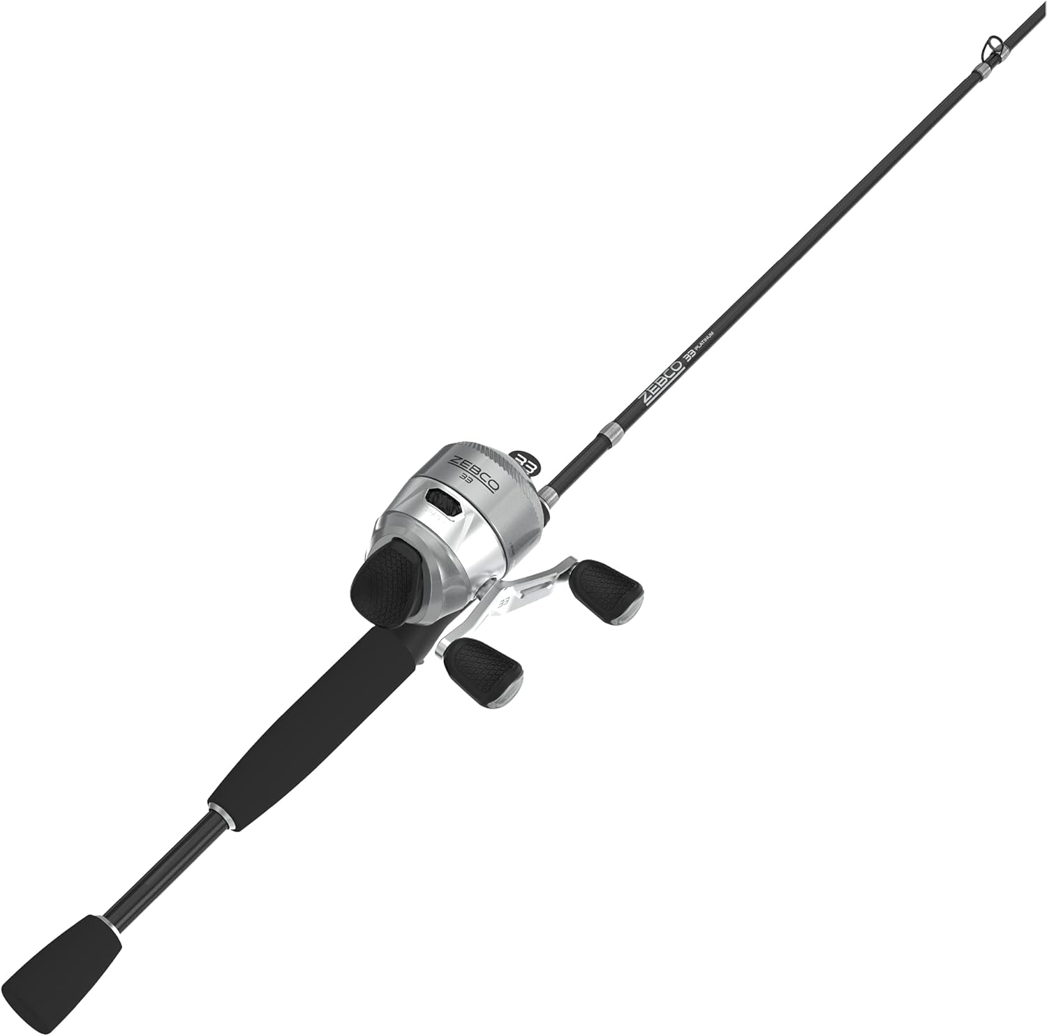 Zebco 33 Platinum Spincast Reel and Fishing Rod Combo, Anti-Reverse Clutch, Silver · v3