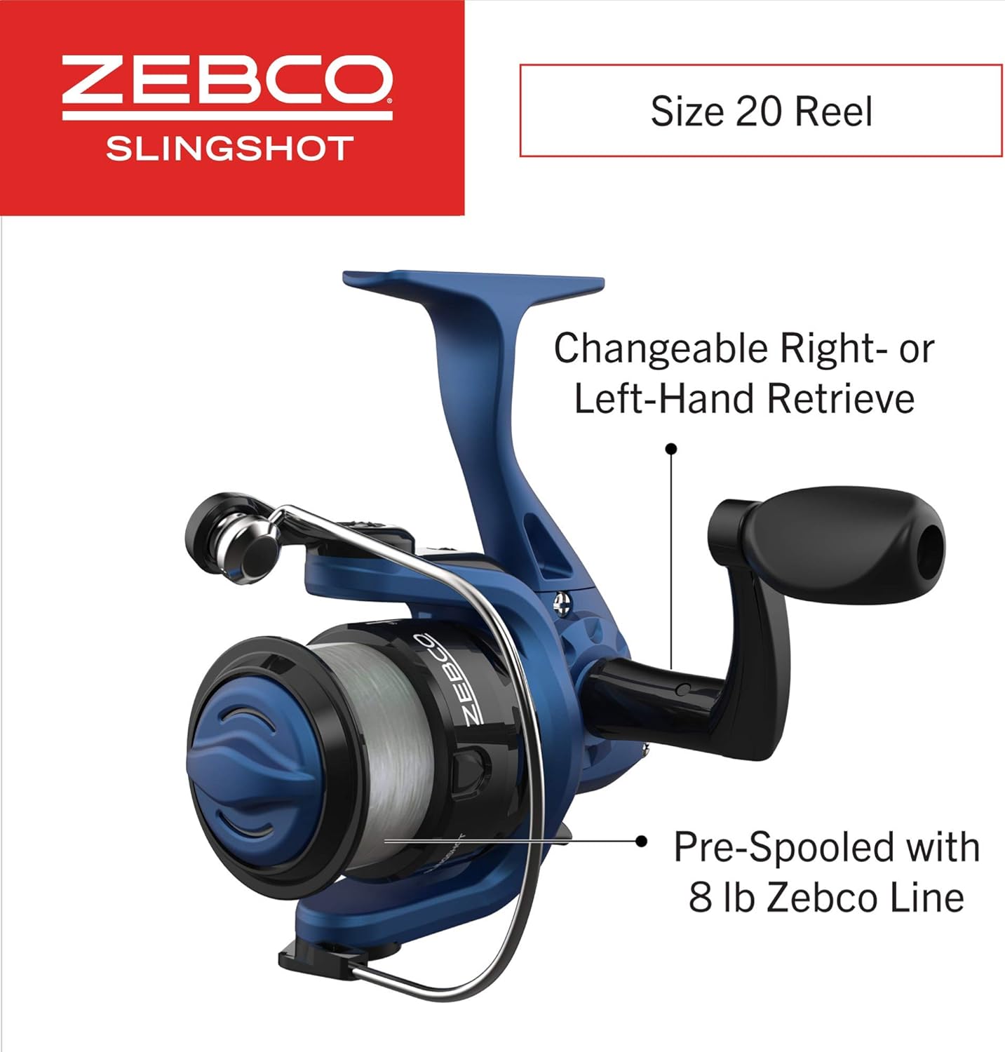 Zebco Slingshot Spinning Reel and Fishing Rod Combo, 2-Piece Medium-Light Durable Fiberglass Rod, Comfortable EVA Handle, Pre-Spooled with 8-Pound Cajun Fishing Line · v9