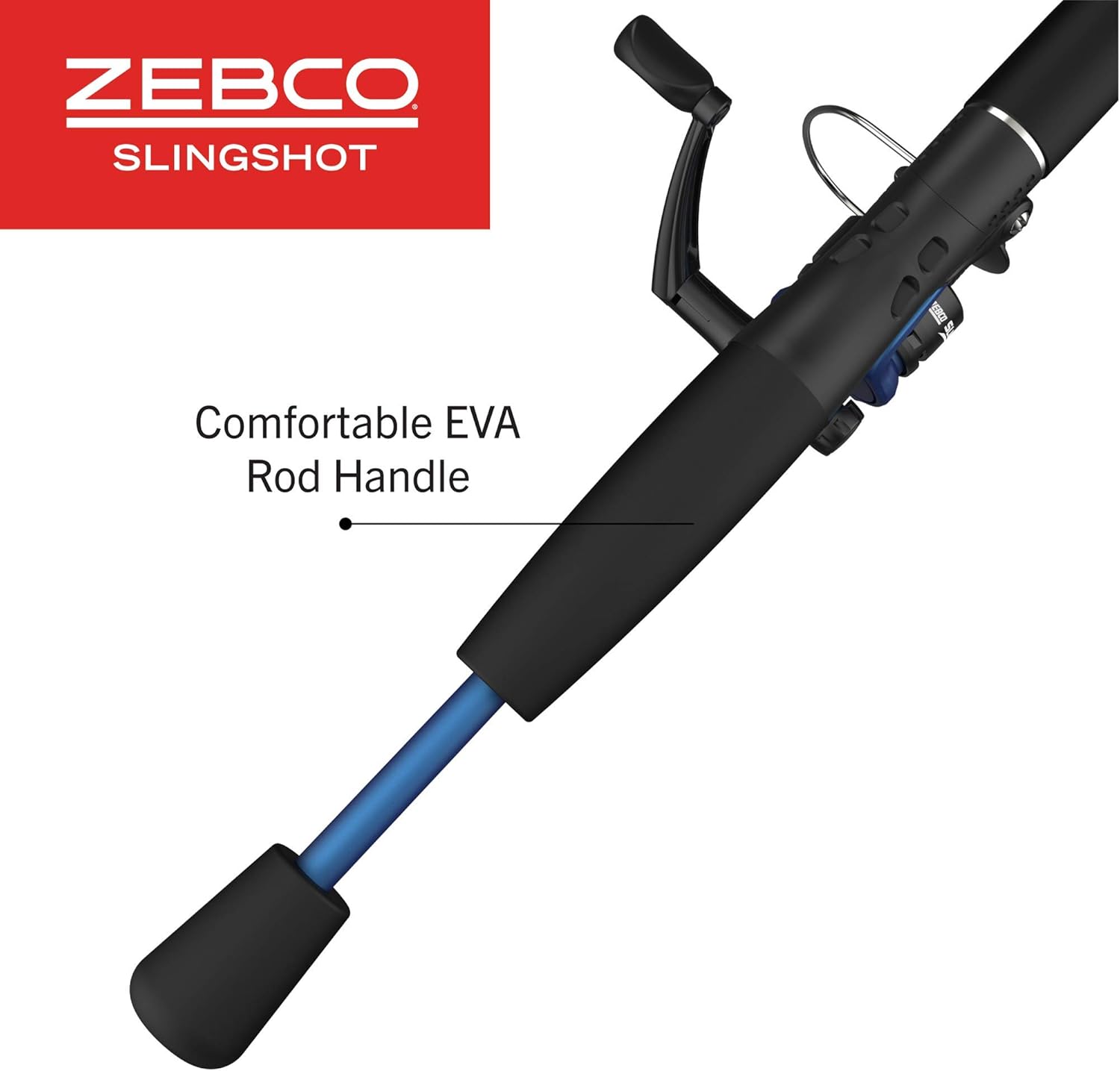 Zebco Slingshot Spinning Reel and Fishing Rod Combo, 2-Piece Medium-Light Durable Fiberglass Rod, Comfortable EVA Handle, Pre-Spooled with 8-Pound Cajun Fishing Line · v9