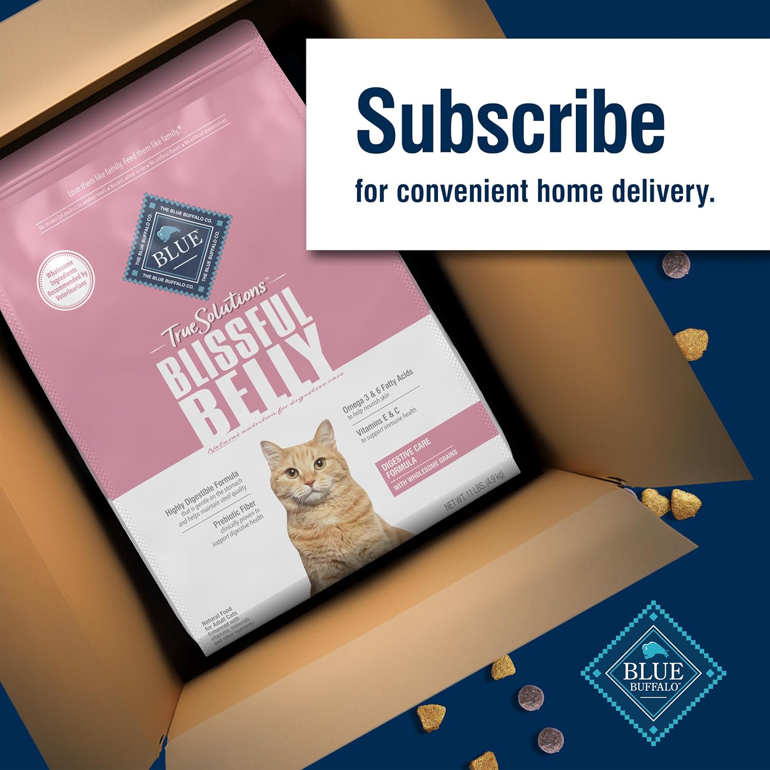 Nourriture sèche naturelle Blue Buffalo True Solutions Blissful Belly Digestive Care pour chats adultes, poulet, 11 livres. Sac