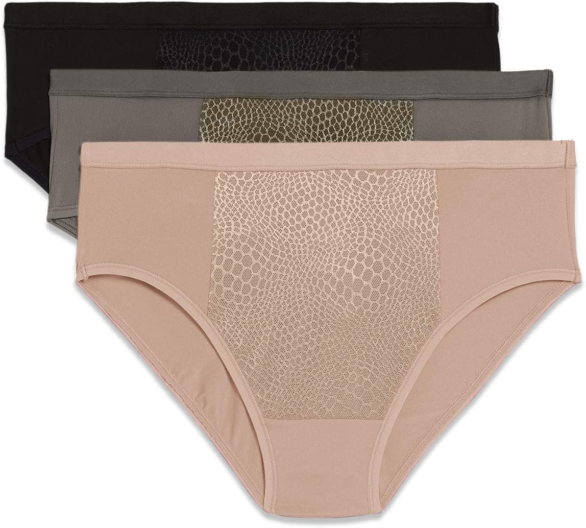 Warners Women's Blissful Benefits Tummy-Smoothing Comfort Microfiber Hipster 3-Pack Ru5023w