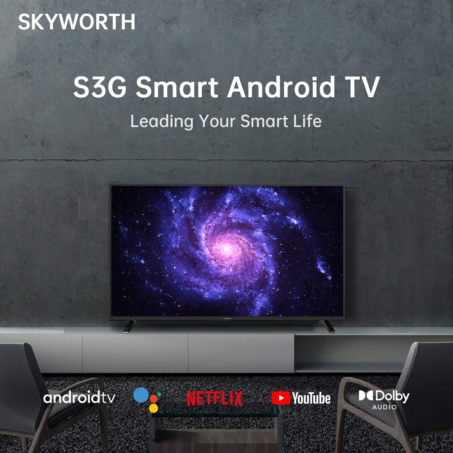 تلفزيون Skyworth الذكي مقاس 32 بوصة، 720 بكسل Roku Google TV مع Chromecast مدمج، تلفزيون LED يعمل بنظام Android لغرفة النوم - S3G