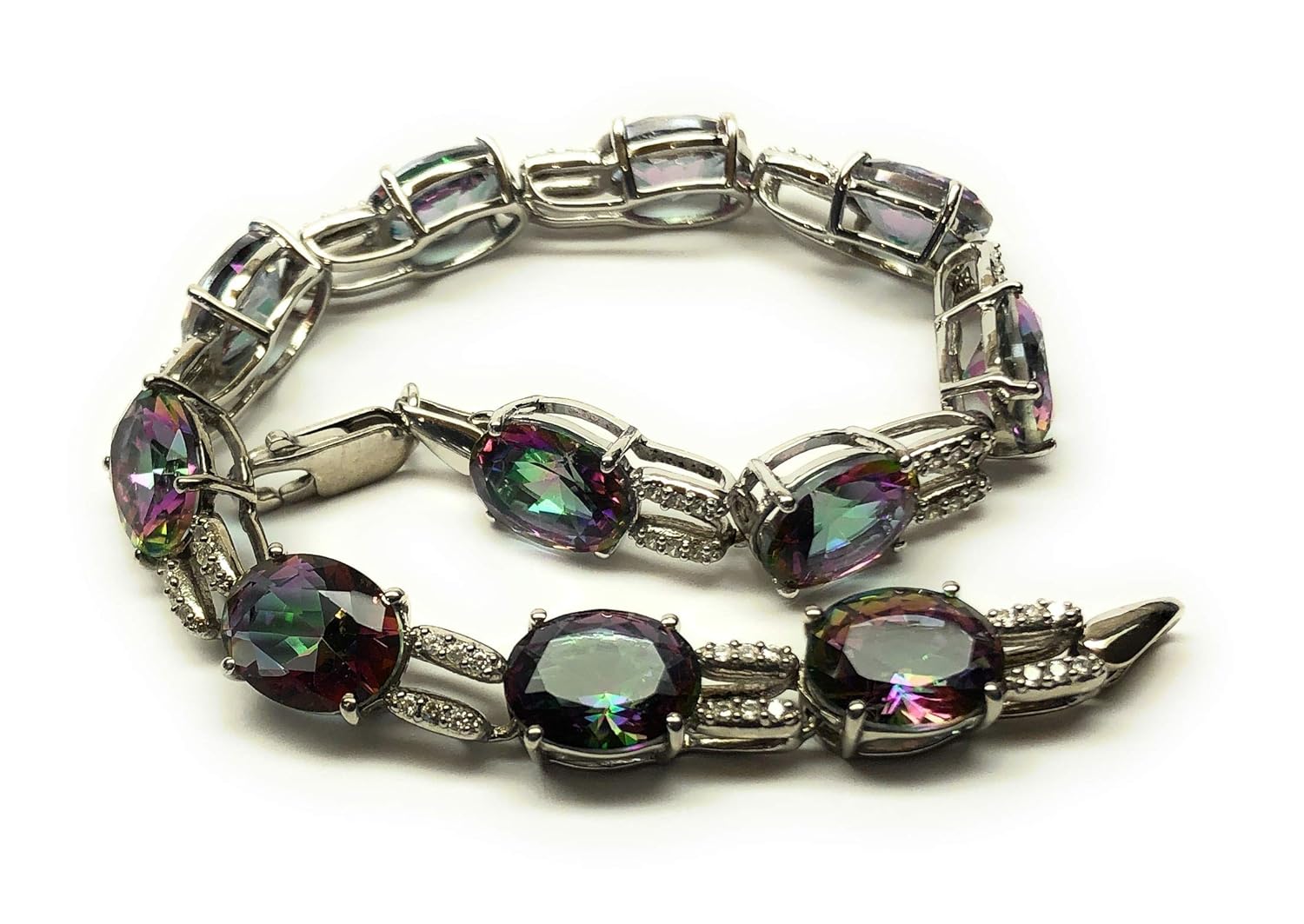 Gorgeous 20ct Mystic Topaz 925 Solid Sterling Silver Bracelet 7 · v4