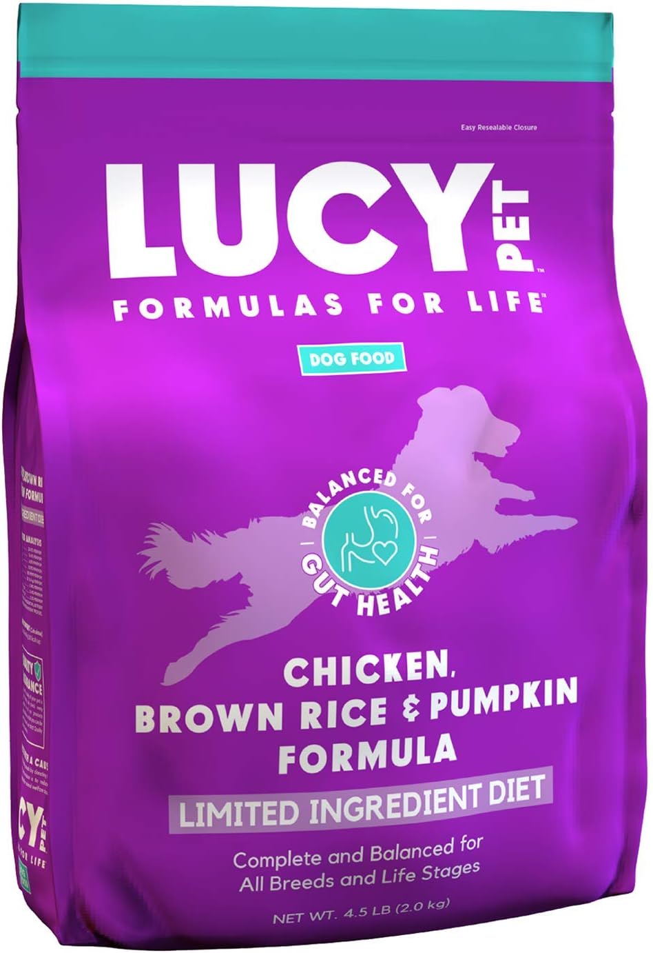 Lucy Pet Products Formulas for Life - Limited Ingredient Diet Dry Dog Food, All Breeds  Life Stages - Chicken, Brown Rice amp; Pumpkin, Multi, 4.5 lb