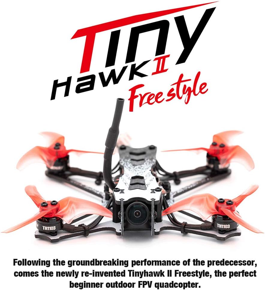 Drone da corsa EMAX Tinyhawk II Freestyle BNF FPV con alta velocità 120 km/h, ESC 5A, motore brushless da 7000 KV, RunCam Nano2 700TVL, 37 canali, potenza VTX 25/100/200 mW