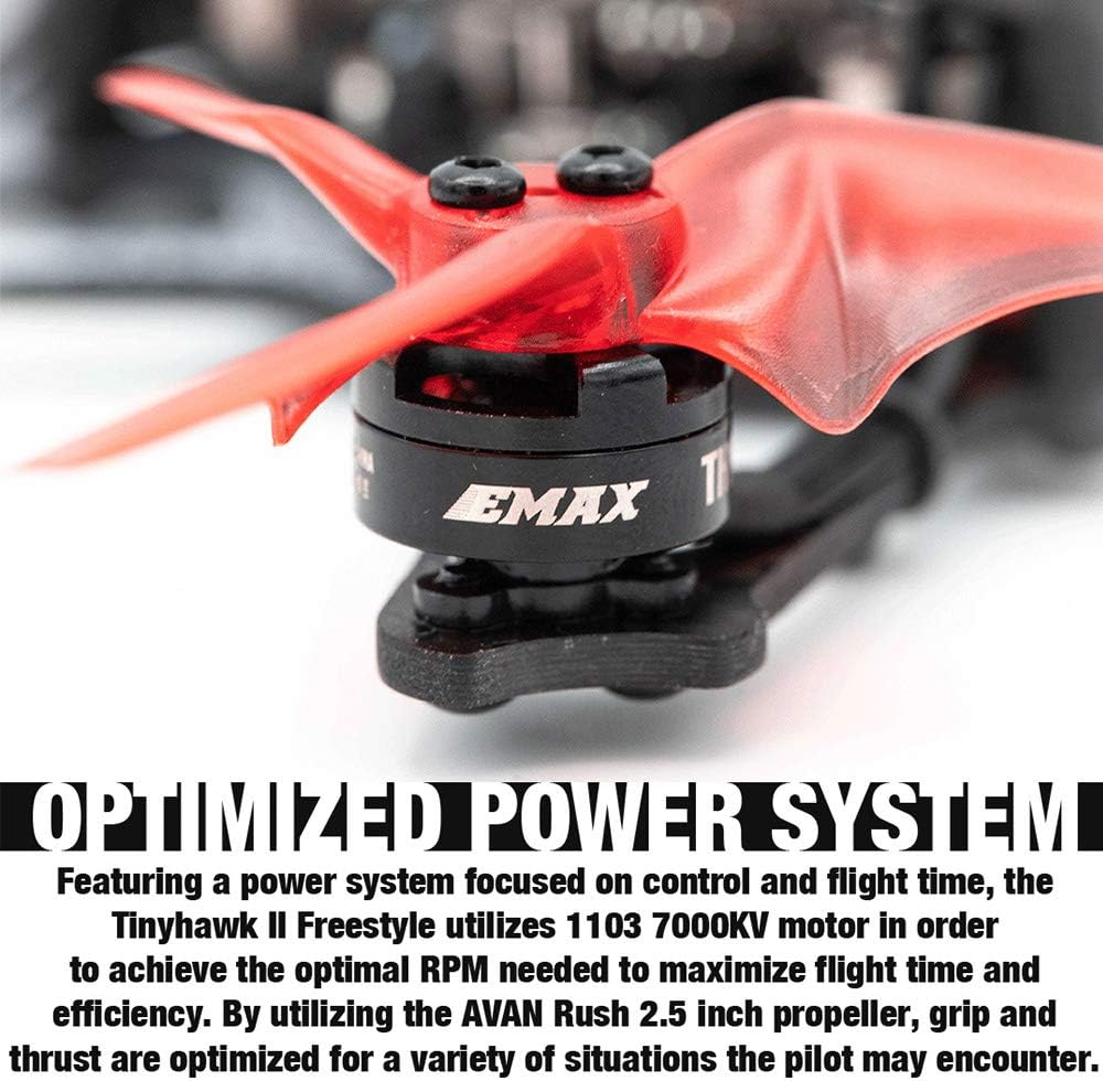 Drone da corsa EMAX Tinyhawk II Freestyle BNF FPV con alta velocità 120 km/h, ESC 5A, motore brushless da 7000 KV, RunCam Nano2 700TVL, 37 canali, potenza VTX 25/100/200 mW