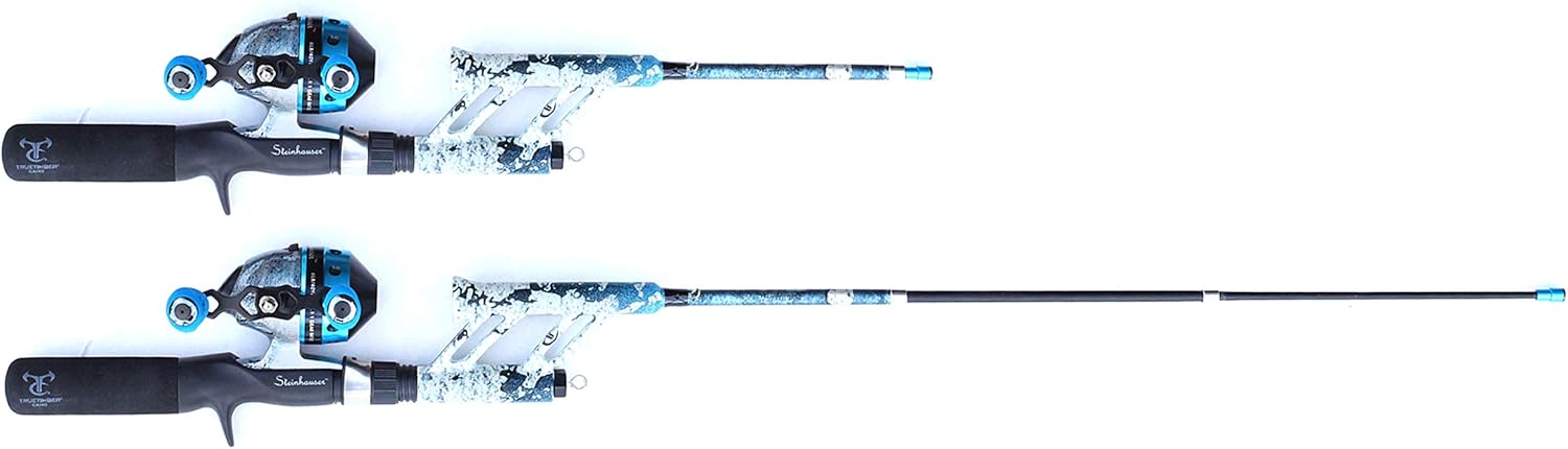 Steinhauser True Timber Rift Pocket Combo | 30 Light Action Fiberglass No Tangle Rod | Micro Spincast Reel w/ 4.1:1 Gear Ratio | Spinner Bait | Blue · v3
