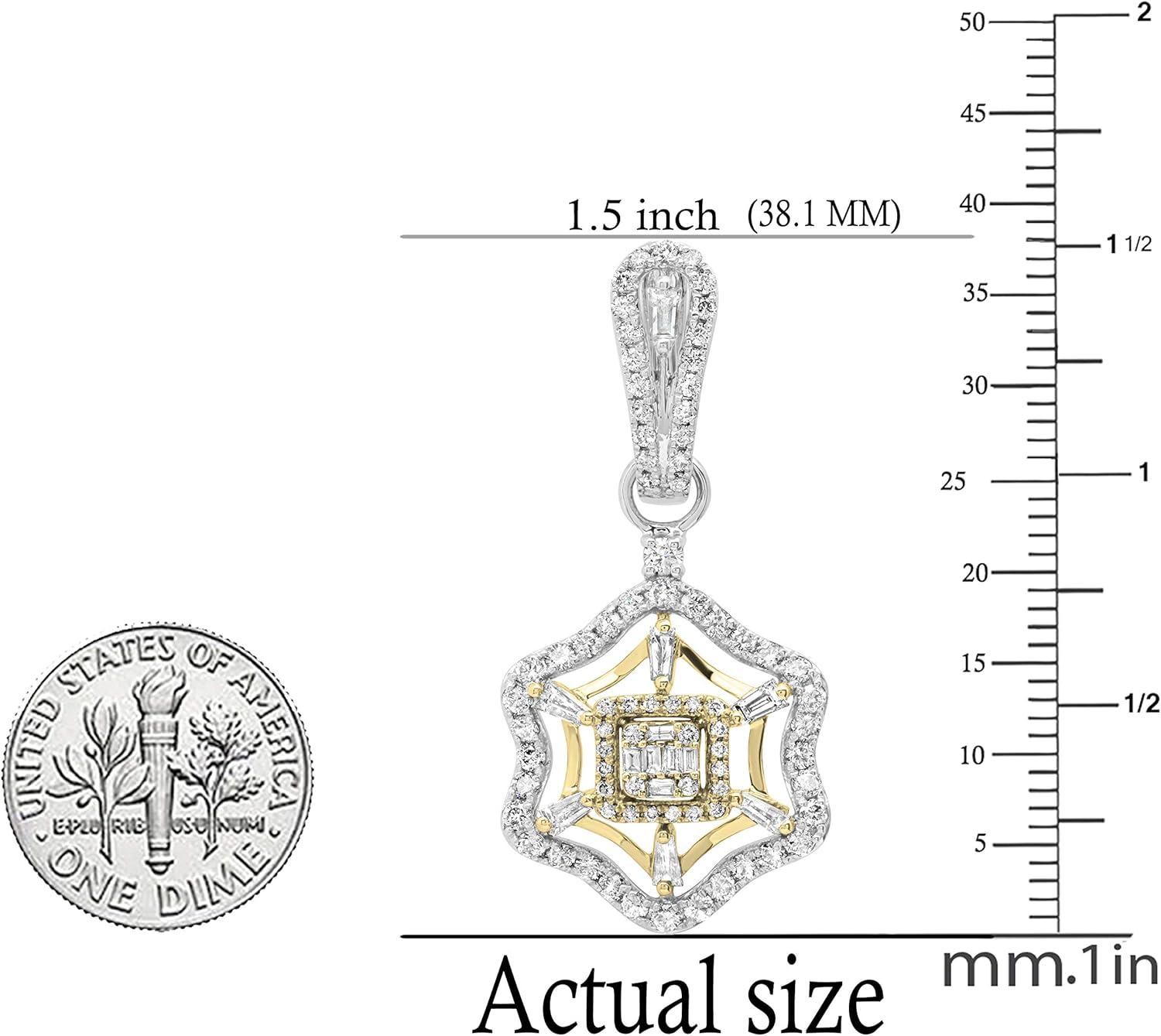 Dazzlingrock Collection 2.36 Cttw Round, Baguette  Taper Baguette White Diamond Hexagon Dangling Drop Earrings for Women in 18K Solid Gold · v2