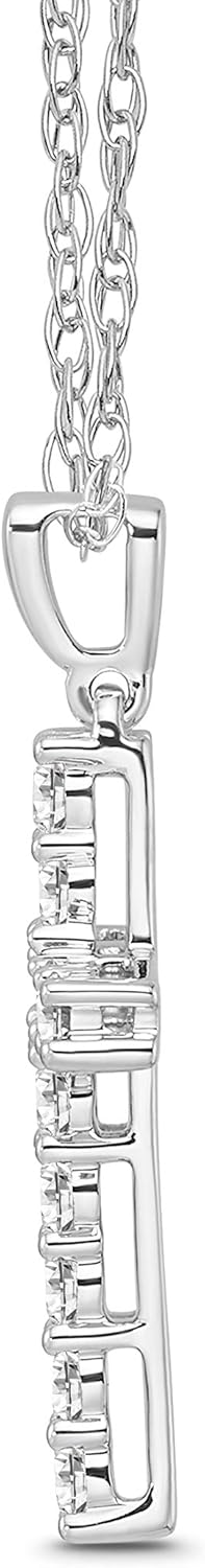 14K Gold and Silver Diamond Cross Pendant with Sterling Silver Rope Chain Necklace (1/2 cttw, I-J Color, I2-I3 Clarity), 18 · v2