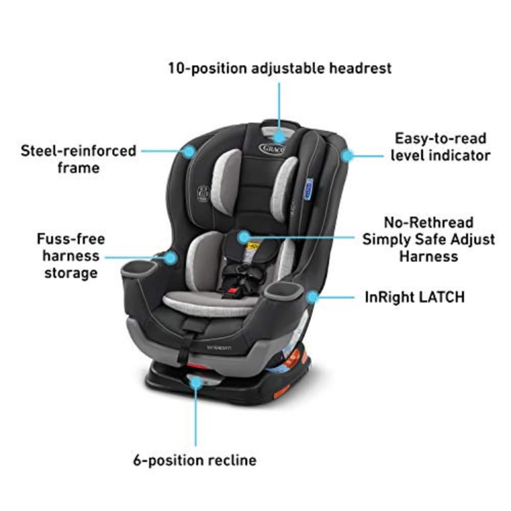 Graco Extend2Fit Convertible Car Seat, Rear-Facing and Forward-Facing, Extended Rear-Facing Seat Option, Redmond, Ideal for Newborns, Infants, and Toddlers · v2