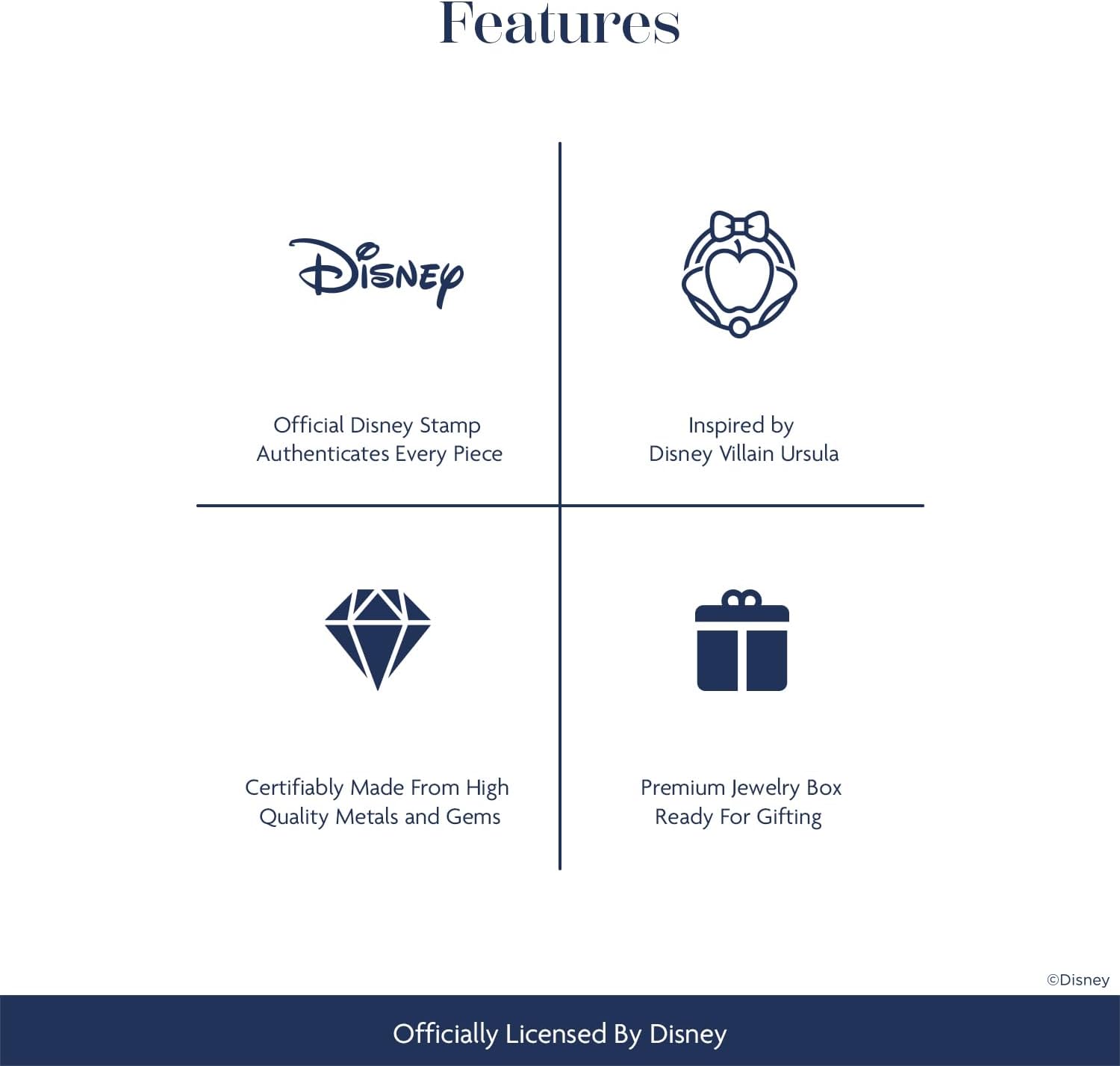 Jewelili Enchanted Disney Fine Jewelry แหวนเงินสเตอร์ลิง 14K Rose Gold ประดับโรเดียมสีดำและพลอยอเมทิสต์ Ursula Ring