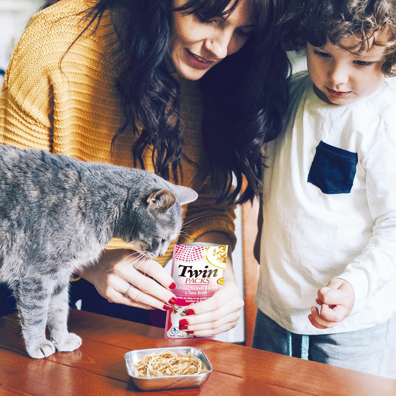 Paquetes dobles INABA para gatos, caldo de pollo desmenuzado, gelatina, guarnición o bolsa, 1.4 onzas por porción, 16 porciones, amplificador de atún; receta de pollo en caldo de atún