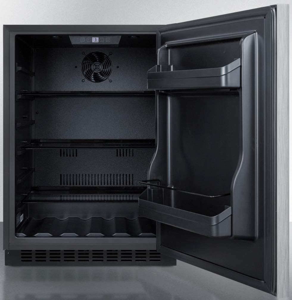 Summit Appliance AL54CSSHH Built-in Undercounter ADA Compliant 4.8 cu.ft. 24 Wide All-refrigerator with Wrapped Stainless Steel Exterior, Horizontal Handle, Door Storage and Digital Controls