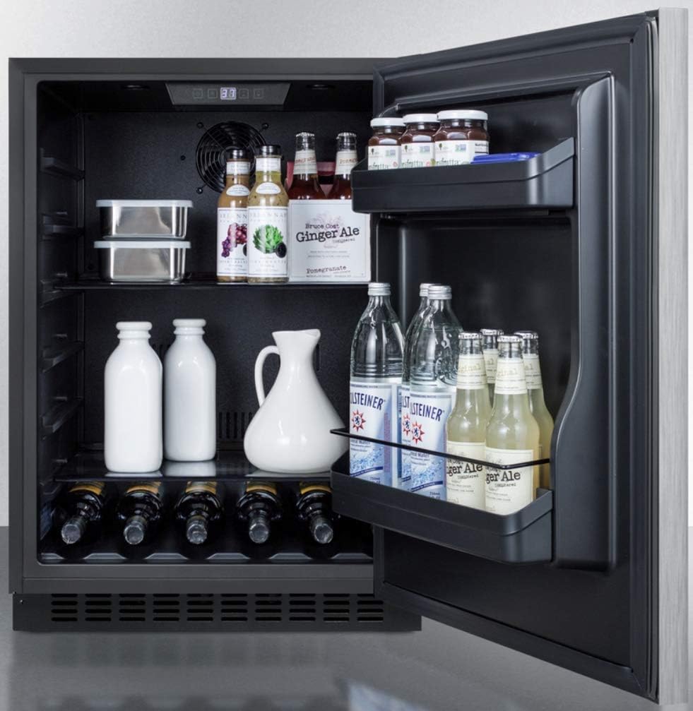 Summit Appliance AL54CSSHH Built-in Undercounter ADA Compliant 4.8 cu.ft. 24 Wide All-refrigerator with Wrapped Stainless Steel Exterior, Horizontal Handle, Door Storage and Digital Controls