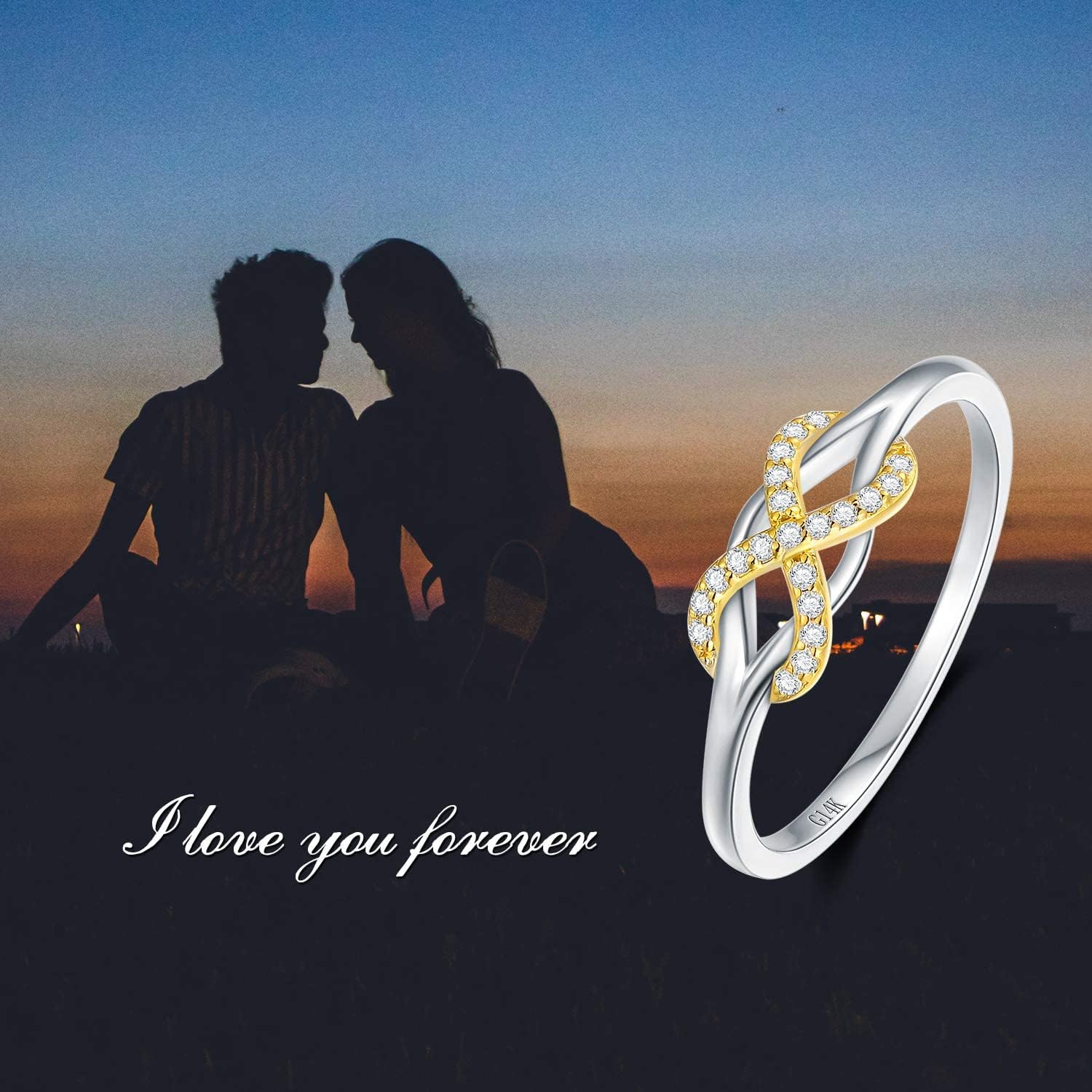 Anello a fascia SISGEM Infinity Love in oro massiccio, simbolo celtico del nodo d'amore celtico con diamante naturale Forever Endless Promise Anello per anniversario di matrimonio e fidanzamento da donna misura 5-11